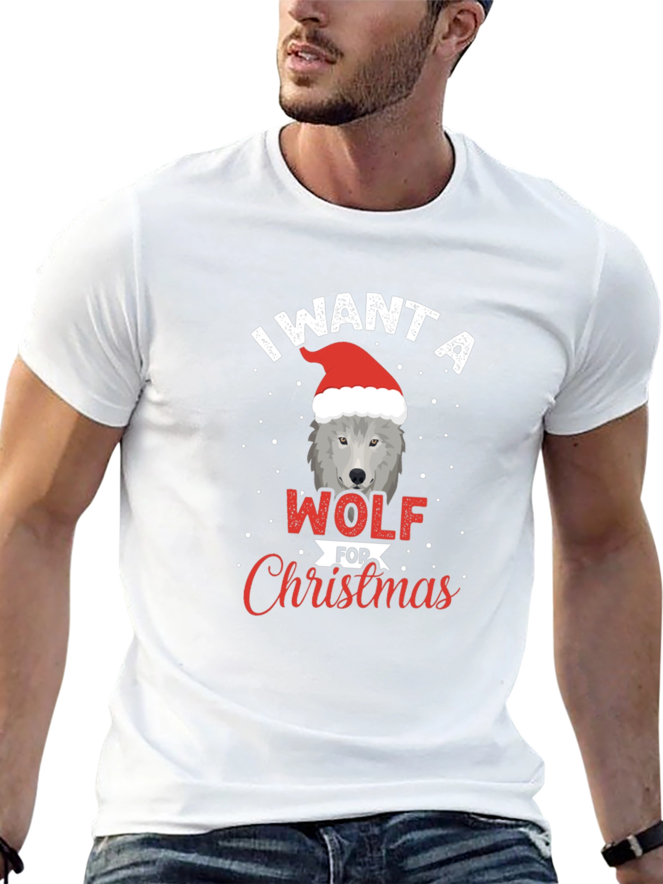 Wolf Christmas T-Shirt - Festive Holiday Apparel