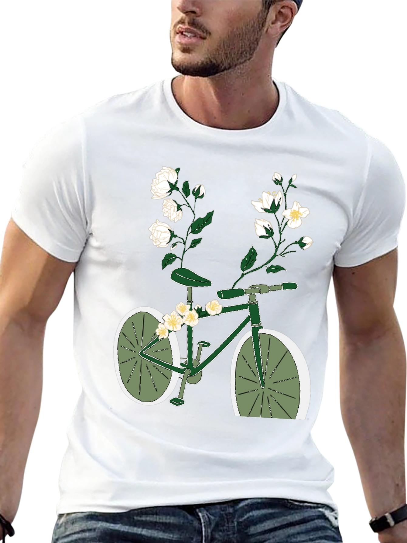 Floral Bicycle Graphic Tee - Unique Design