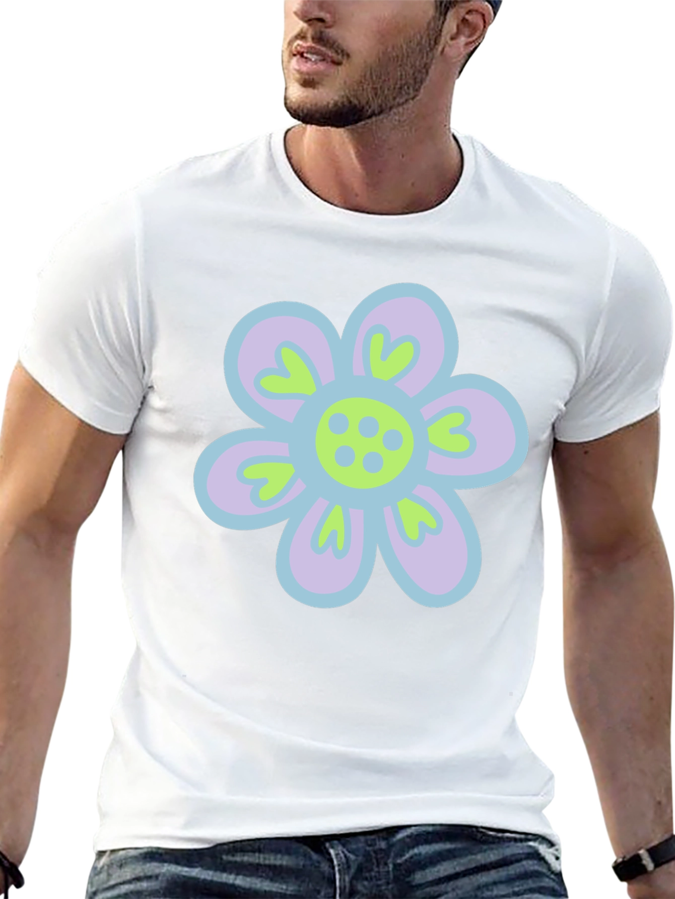 Retro Flower Power T-Shirt - Black Cotton Tee