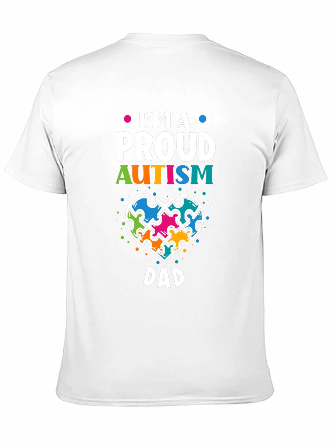 Proud Autism Dad T-Shirt - Puzzle Heart Design