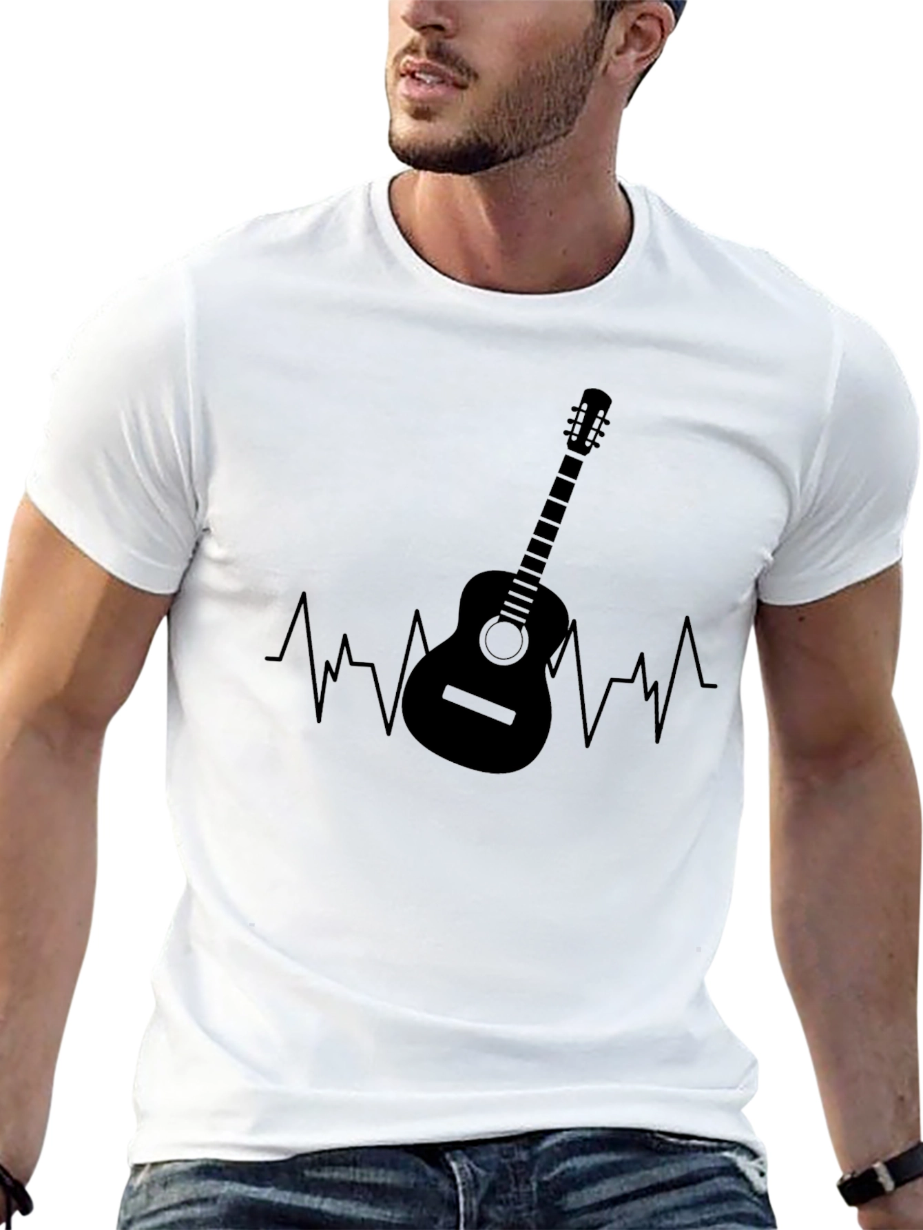 Guitar Heartbeat Graphic T-Shirt