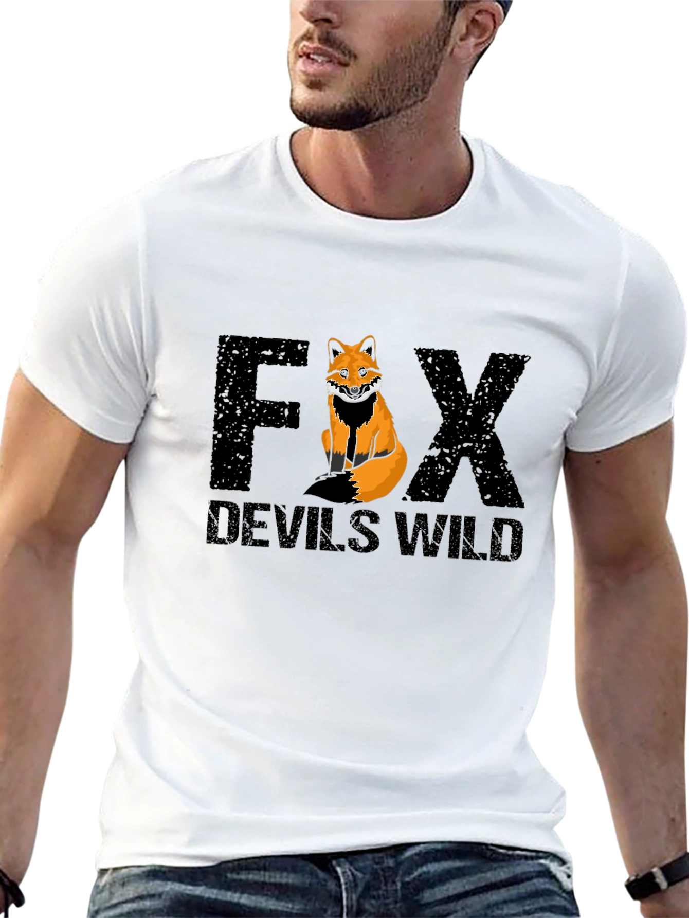 Fox Devils Wild Graphic Print Black T-Shirt