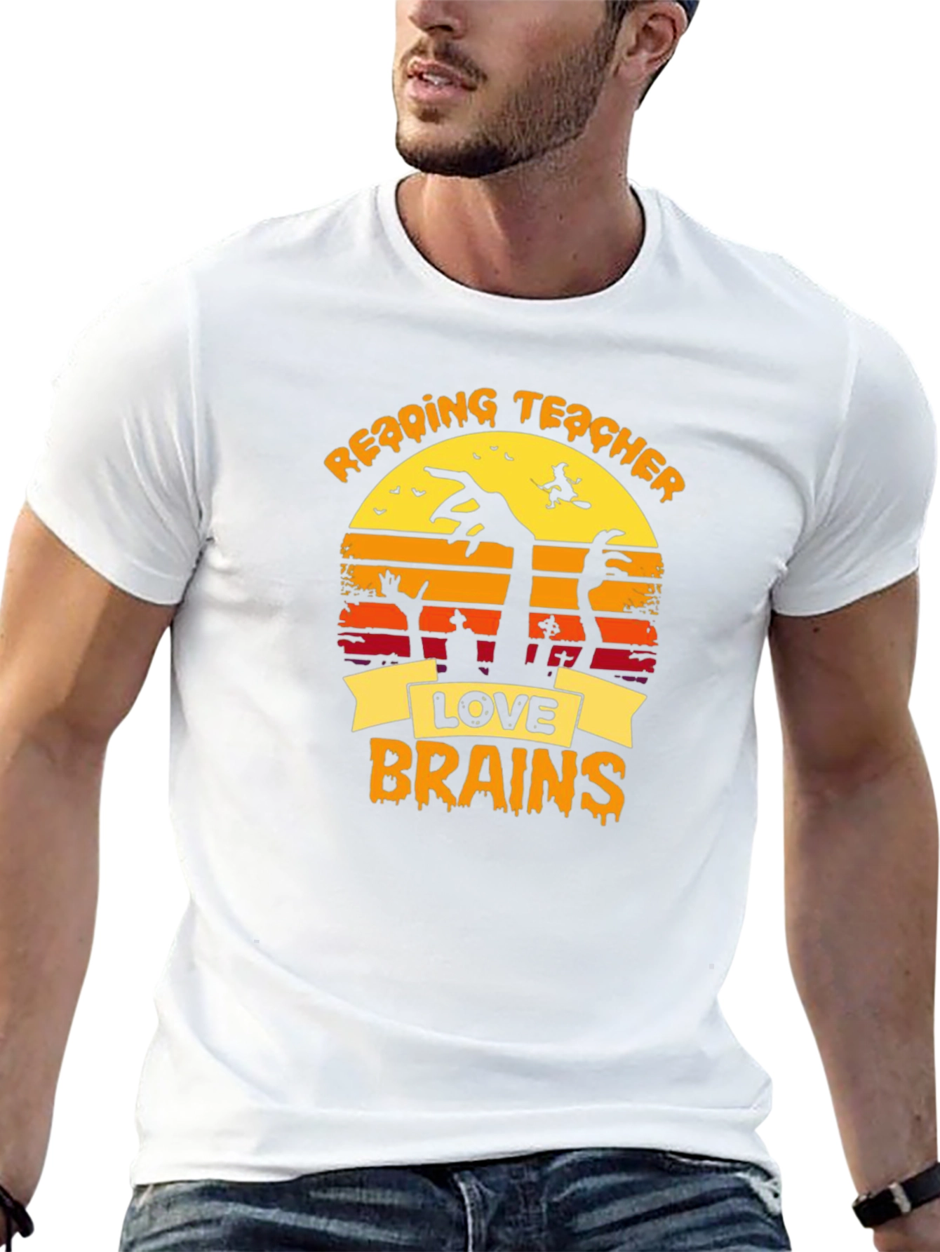 Reading Teacher Halloween Love Brains T-Shirt