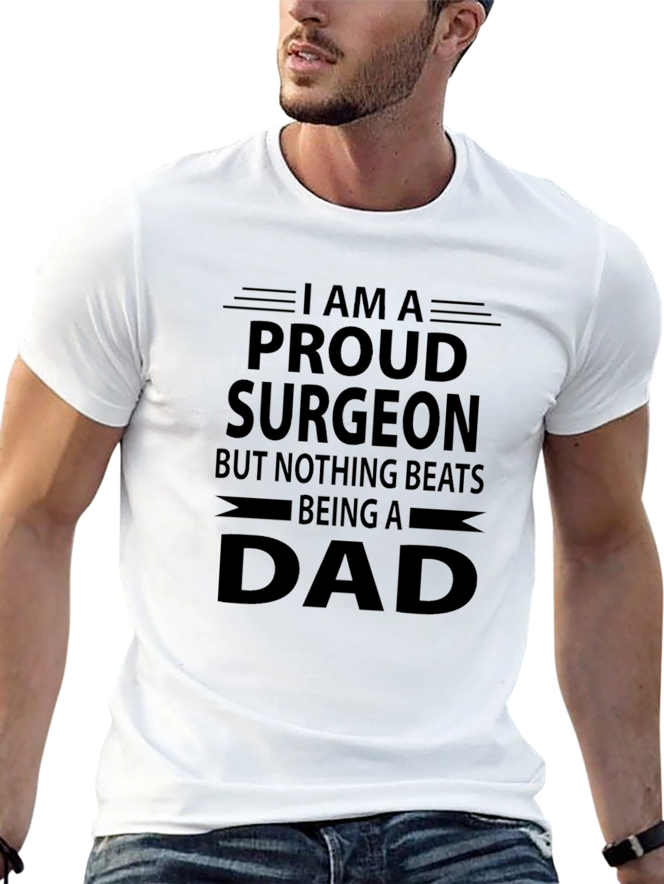 Proud Surgeon Dad Black Graphic T-Shirt