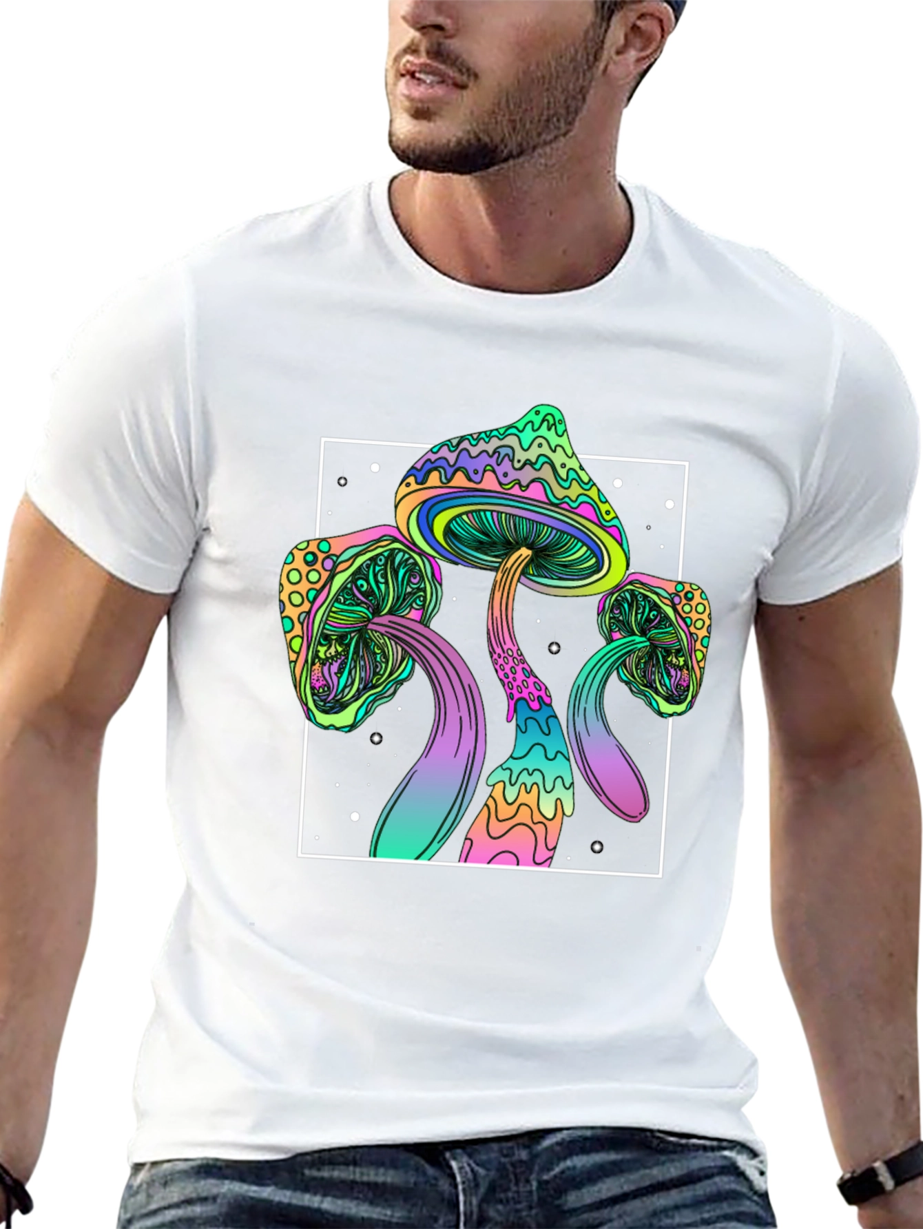 Psychedelic Mushroom T-Shirt - Black Trippy Tee