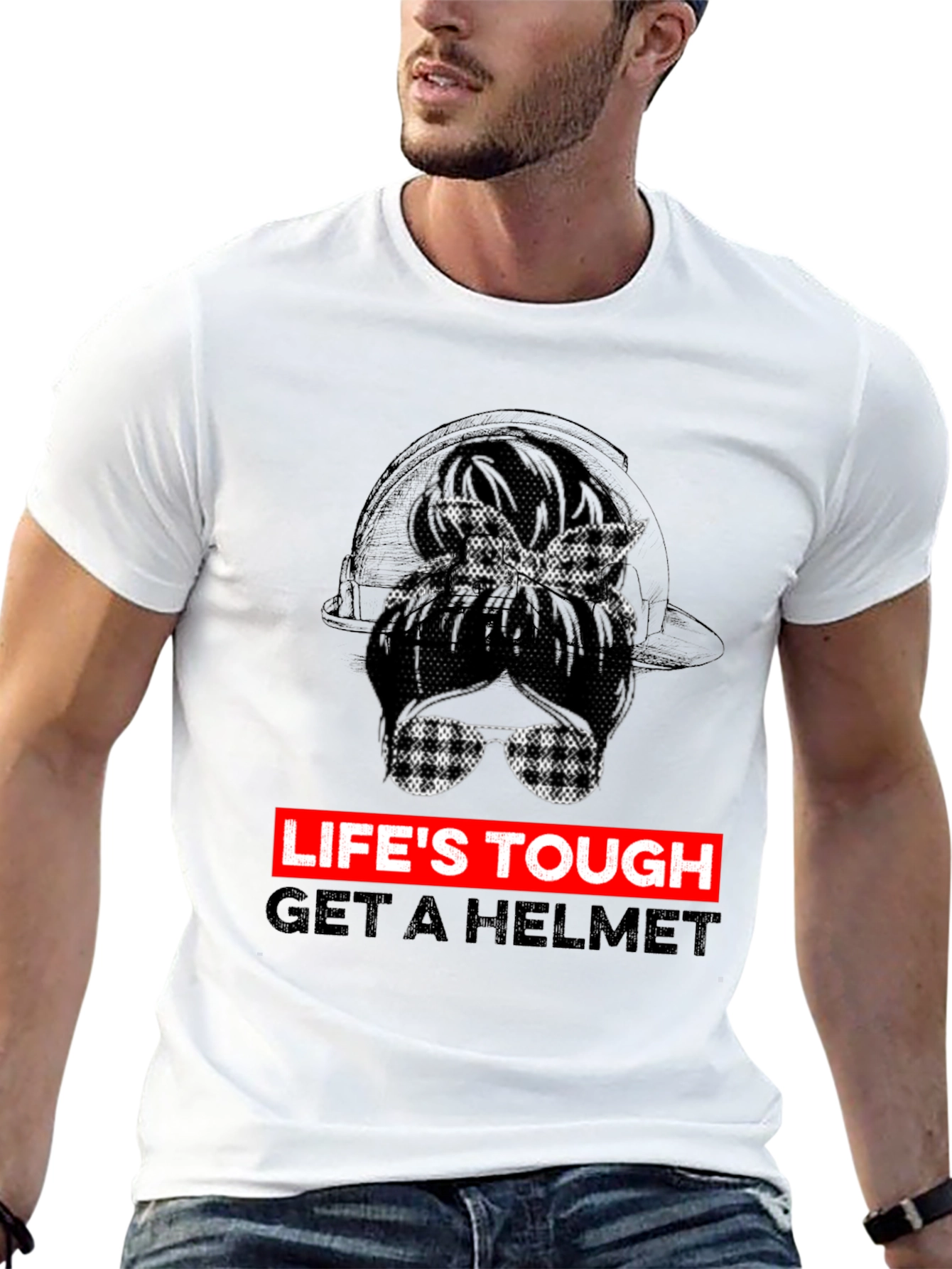 Lifes Tough Get A Helmet Graphic Tee