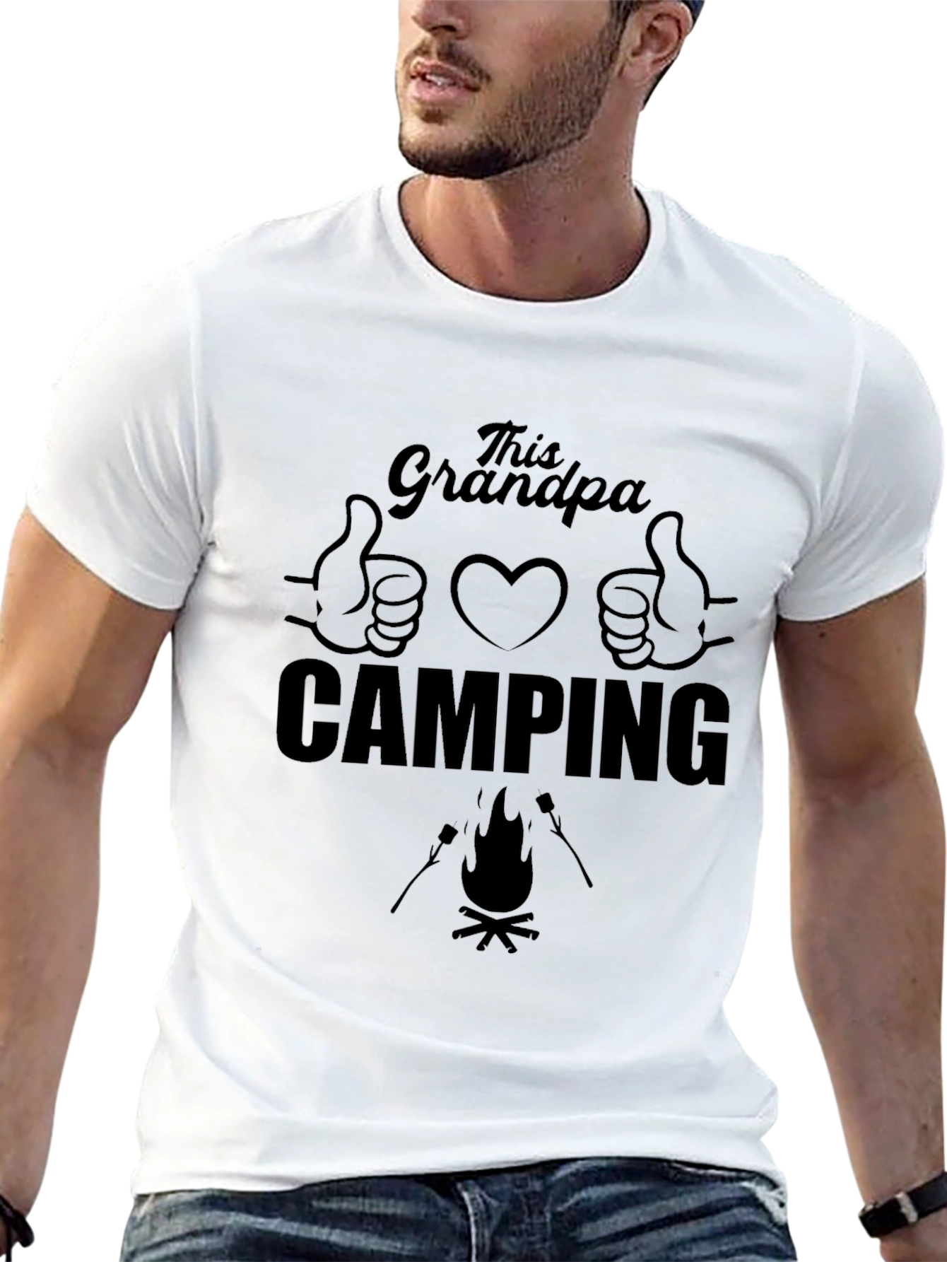 This Grandpa Loves Camping T-Shirt - Black