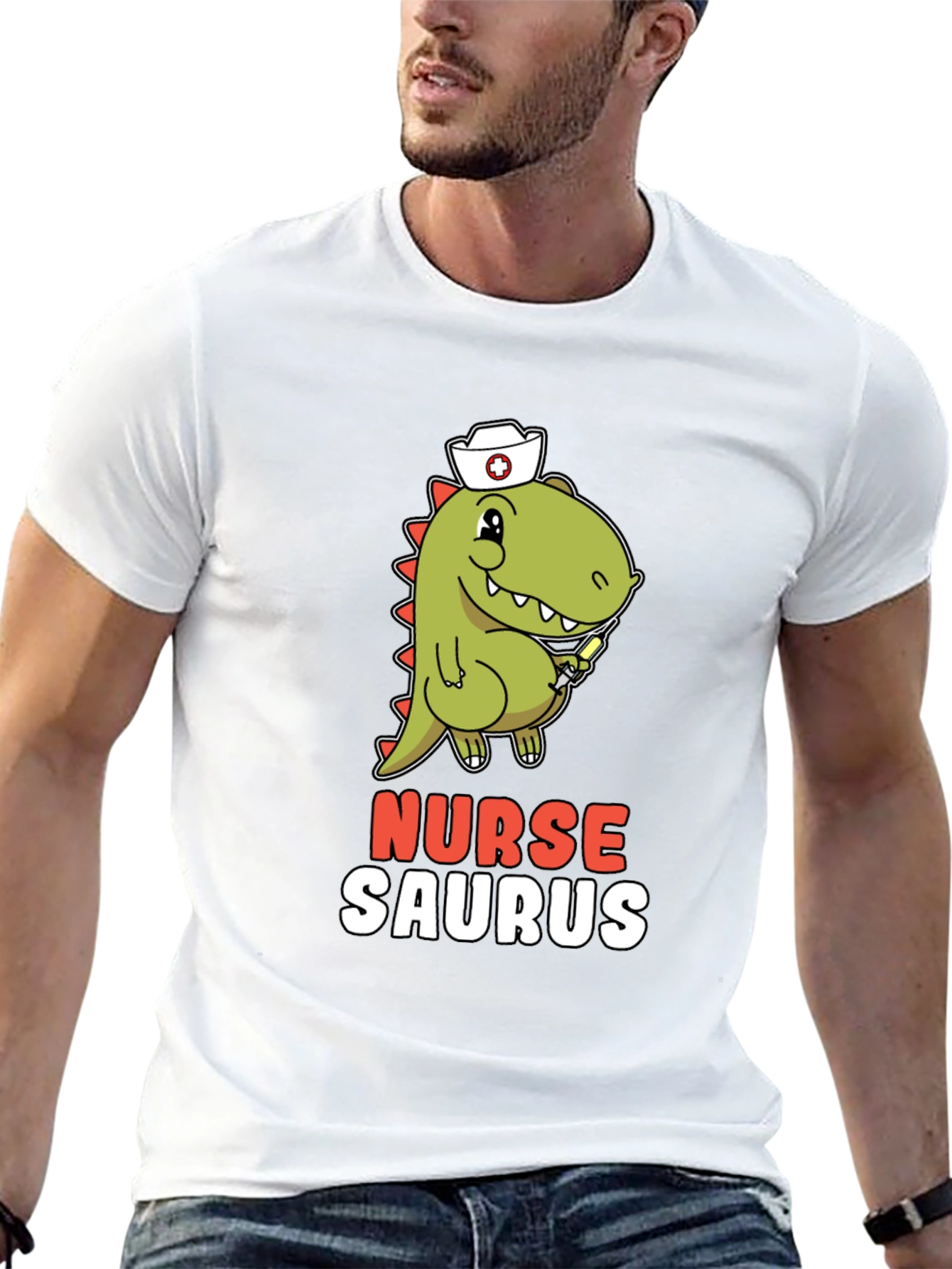 Nurse Saurus T-Shirt - Funny Dino Graphic Tee