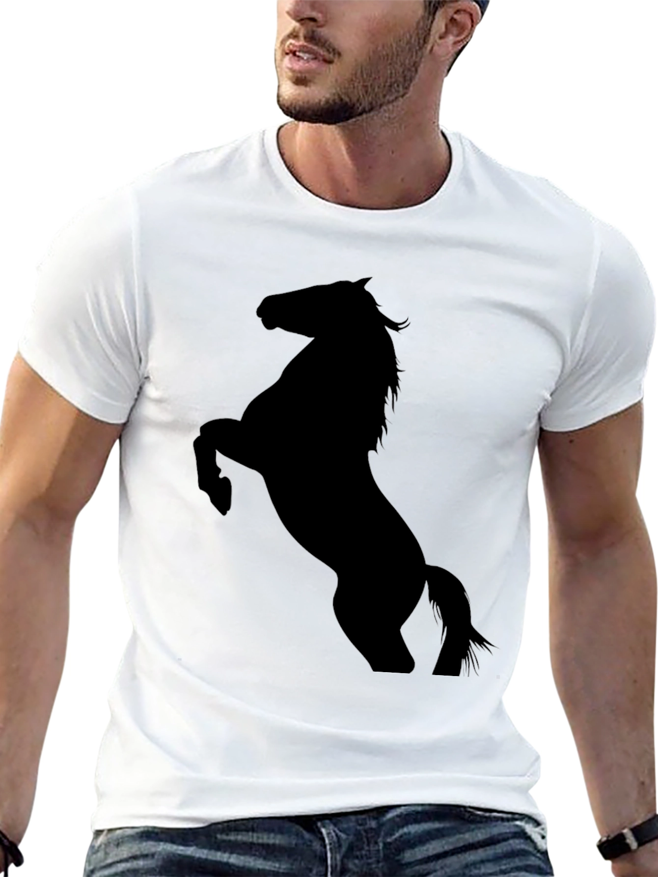 Black Horse Silhouette Tee - Equestrian Style