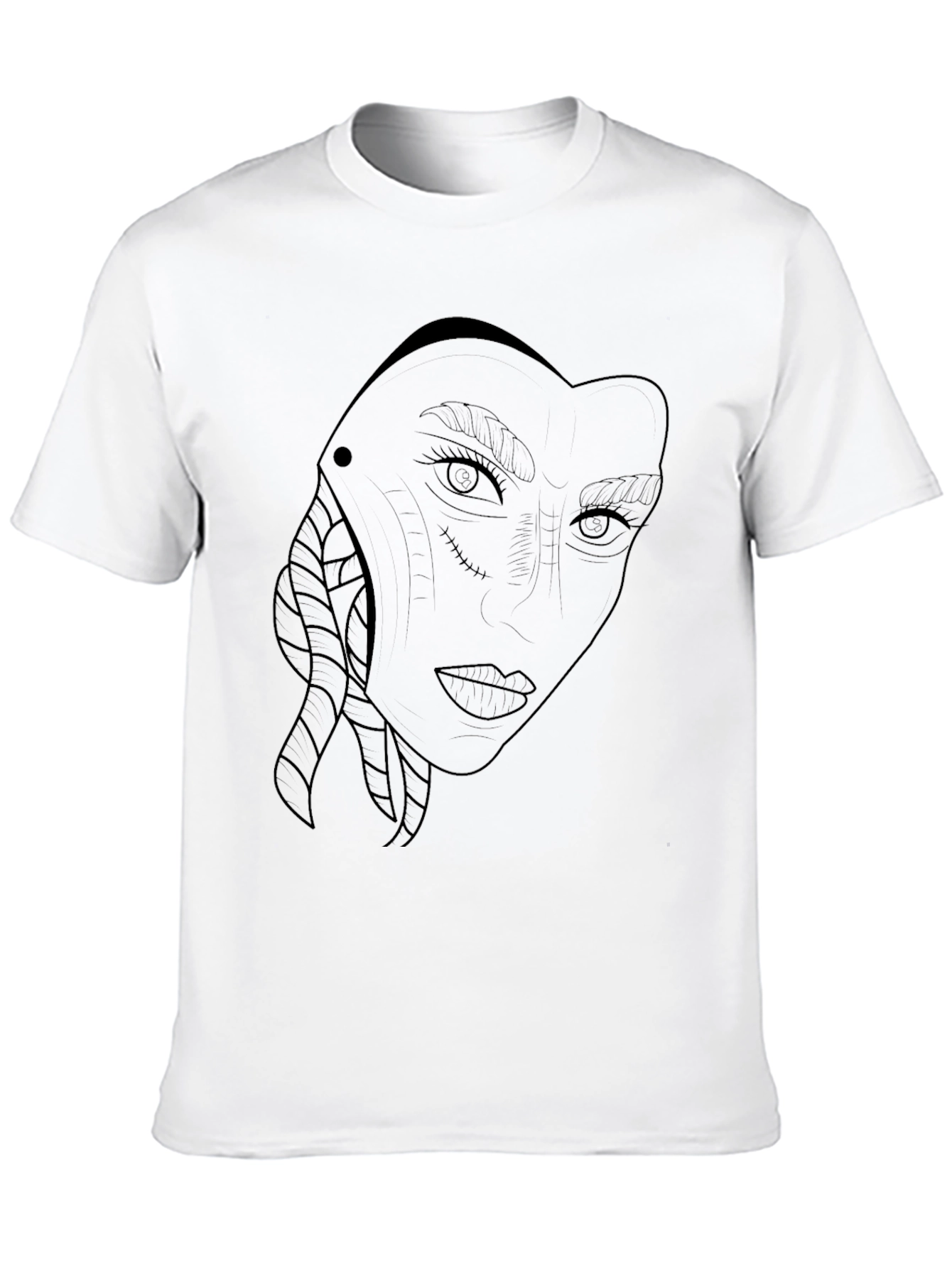 Black Graphic Tee - Womans Face Outline