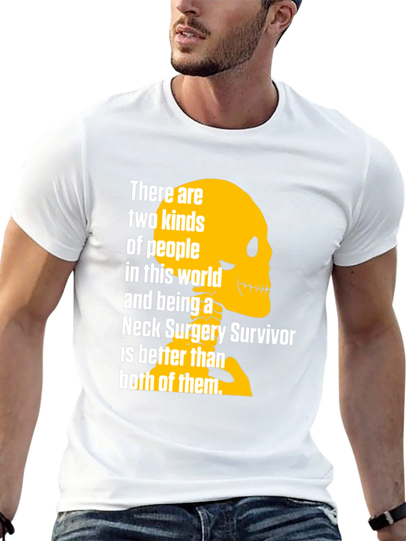 Neck Surgery Survivor T-Shirt - Funny Skeleton Design