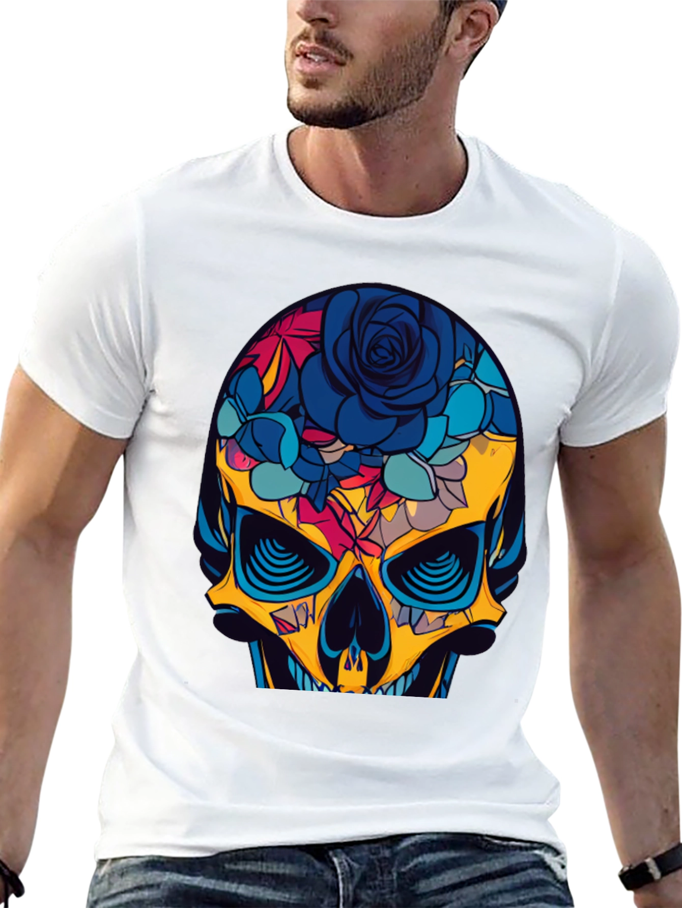Floral Skull Graphic Tee - Bold & Stylish