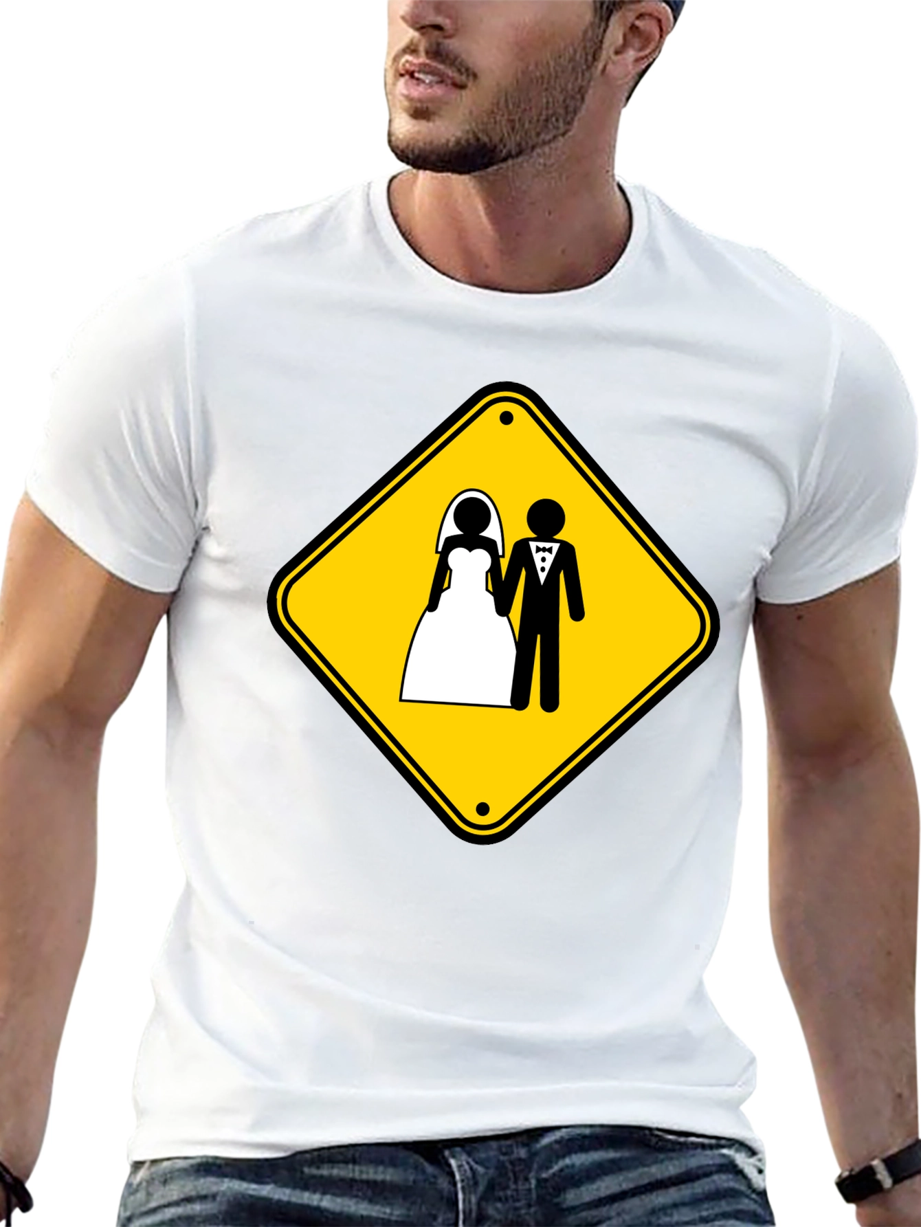 Wedding Ahead T-Shirt Funny Marriage Sign Novelty Tee