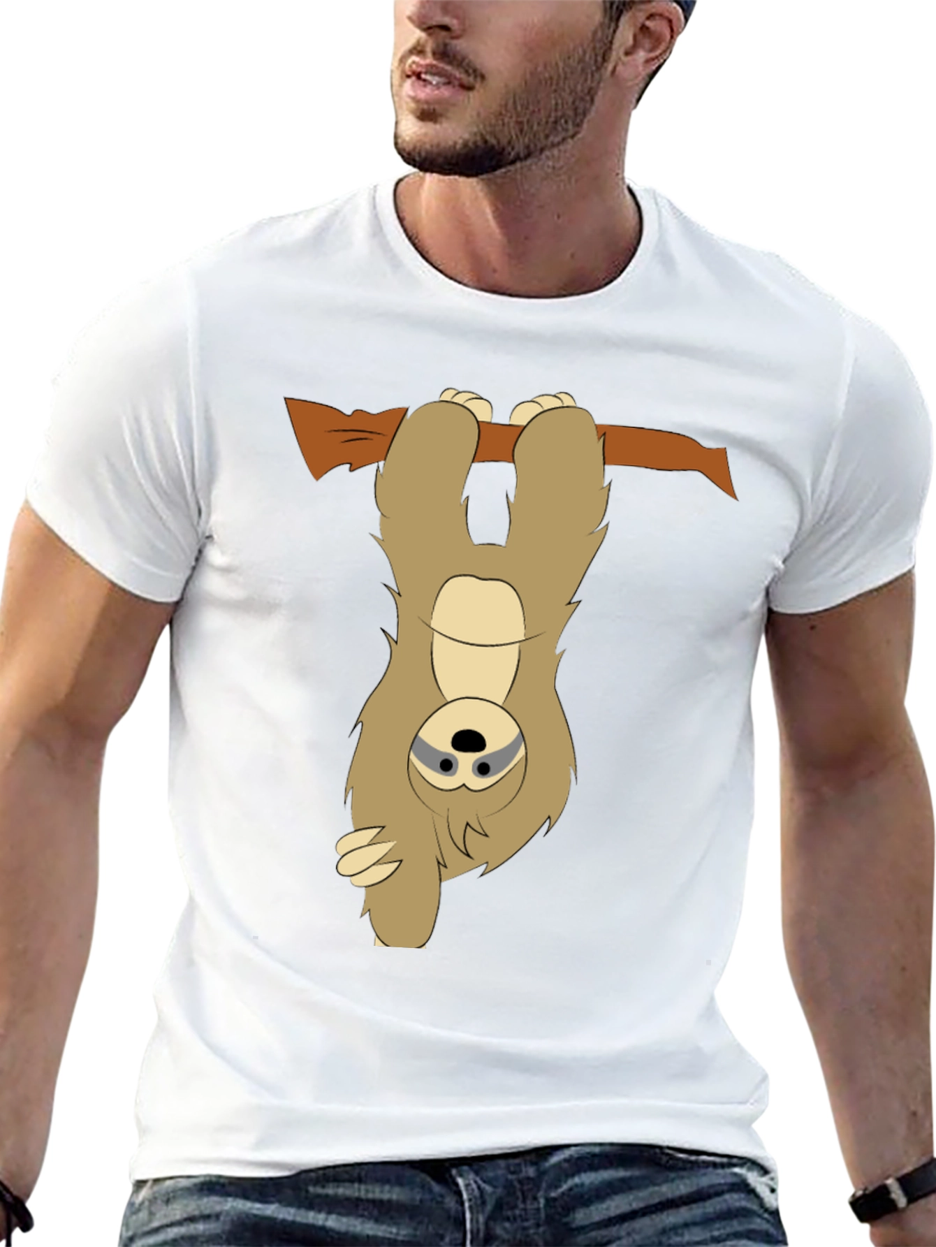 Sloth Hanging Upside Down Mens Graphic T-Shirt