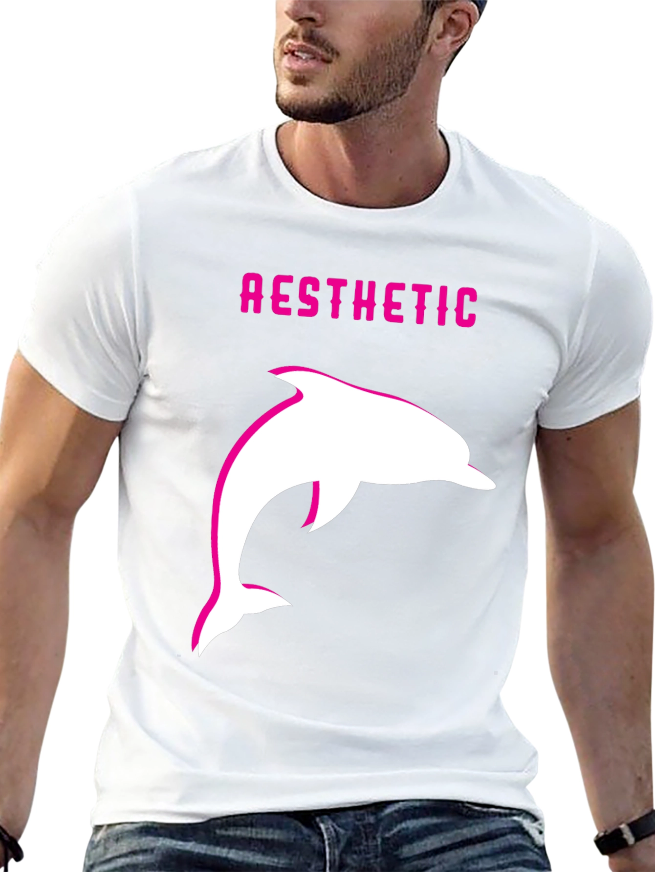 Aesthetic Dolphin Graphic Tee - Trendy Black T-Shirt
