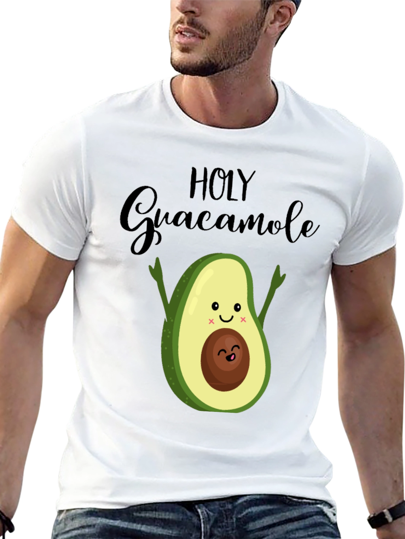 Holy Guacamole Avocado Graphic Black T-Shirt