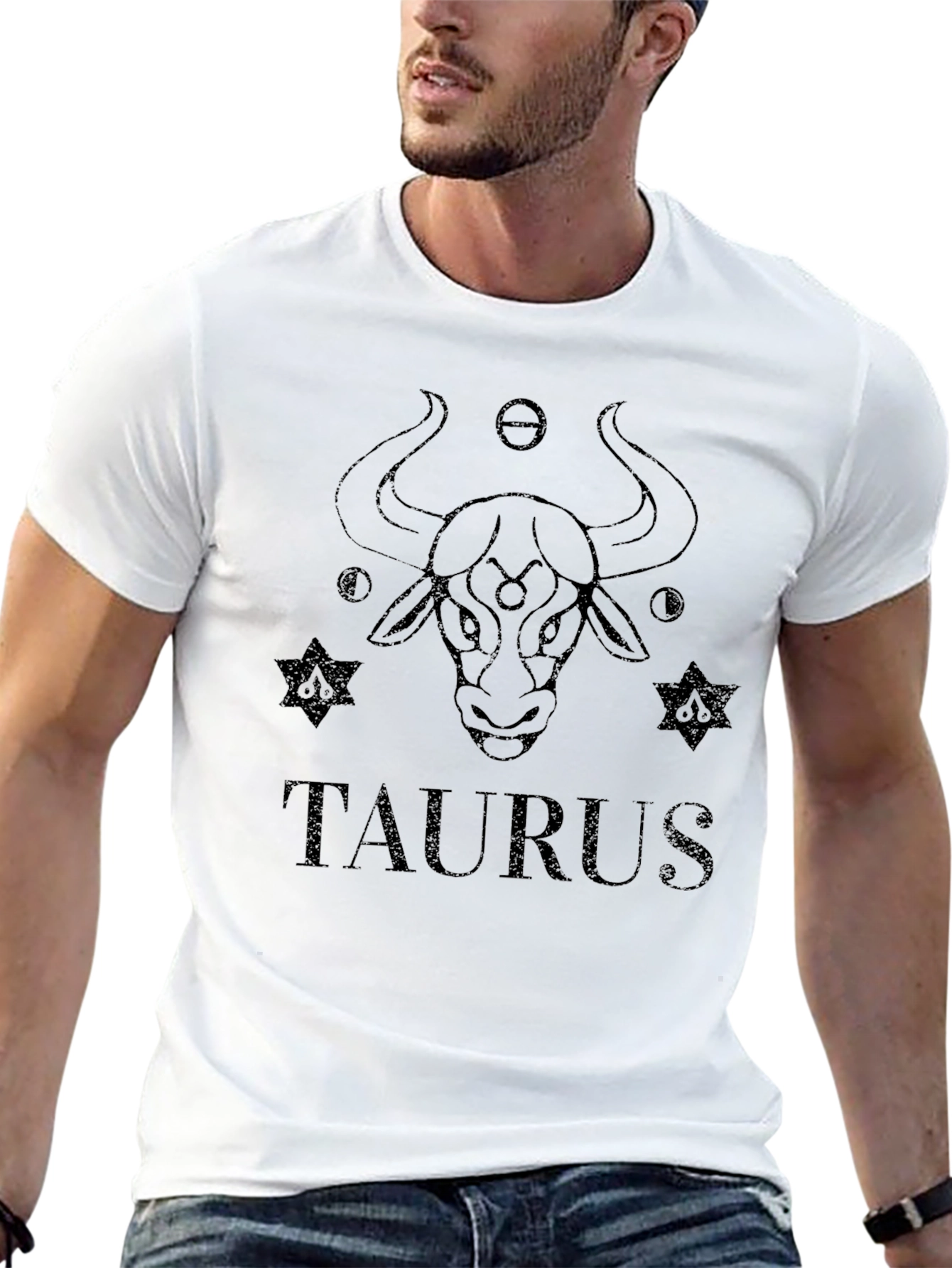 Taurus Zodiac Graphic Print Black T-Shirt