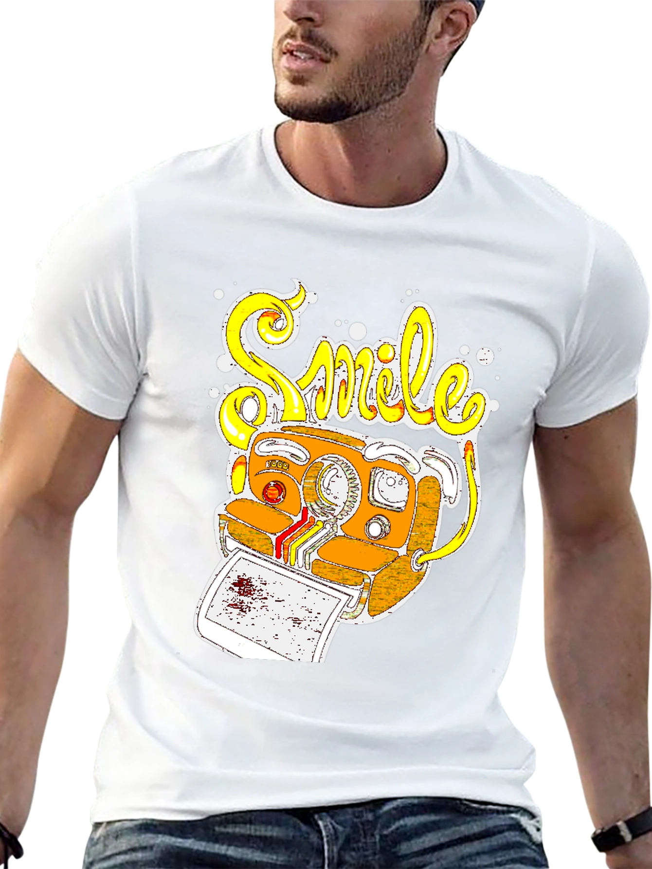 Smile Camera Graphic T-Shirt - Retro Style