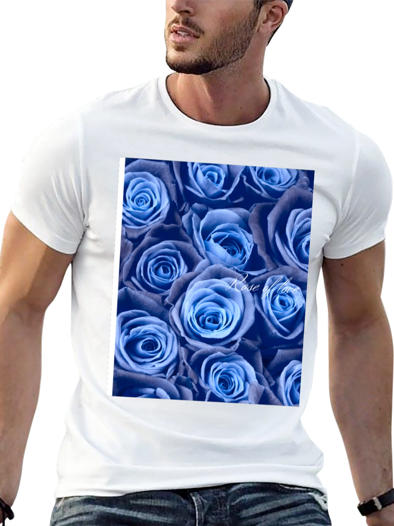 Blue Roses Graphic T-Shirt - Rose of Love Design