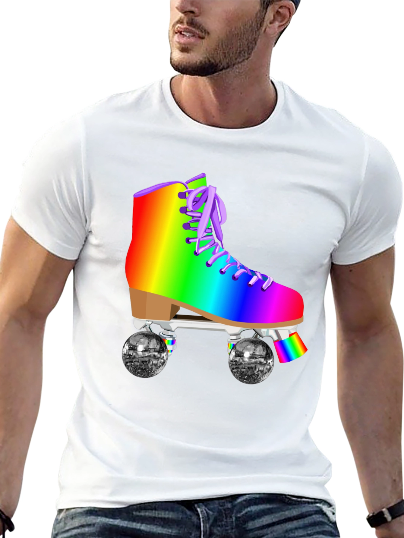 Rainbow Roller Skate Graphic T-Shirt