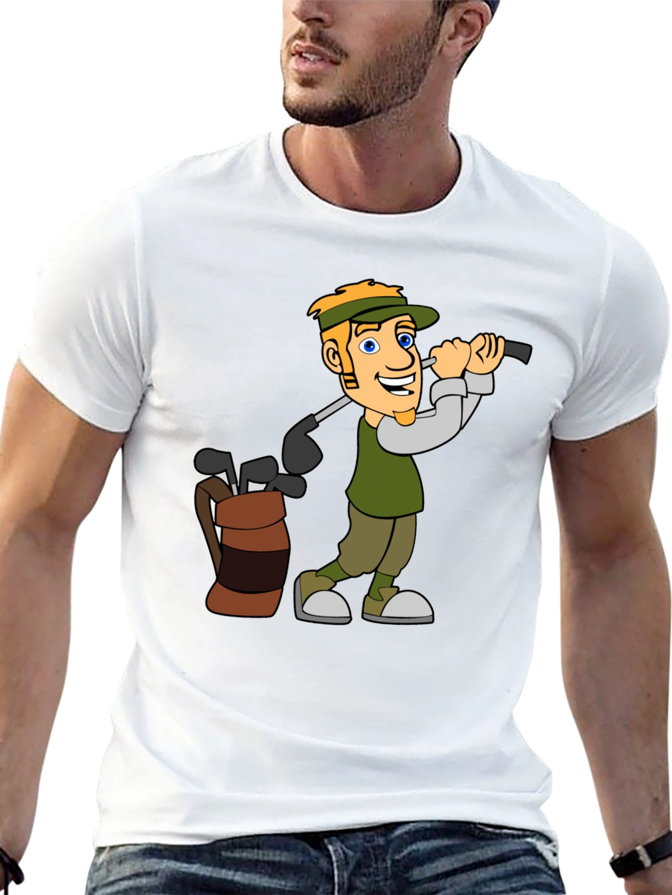 Golf Cartoon Graphic Tee - Black T-Shirt