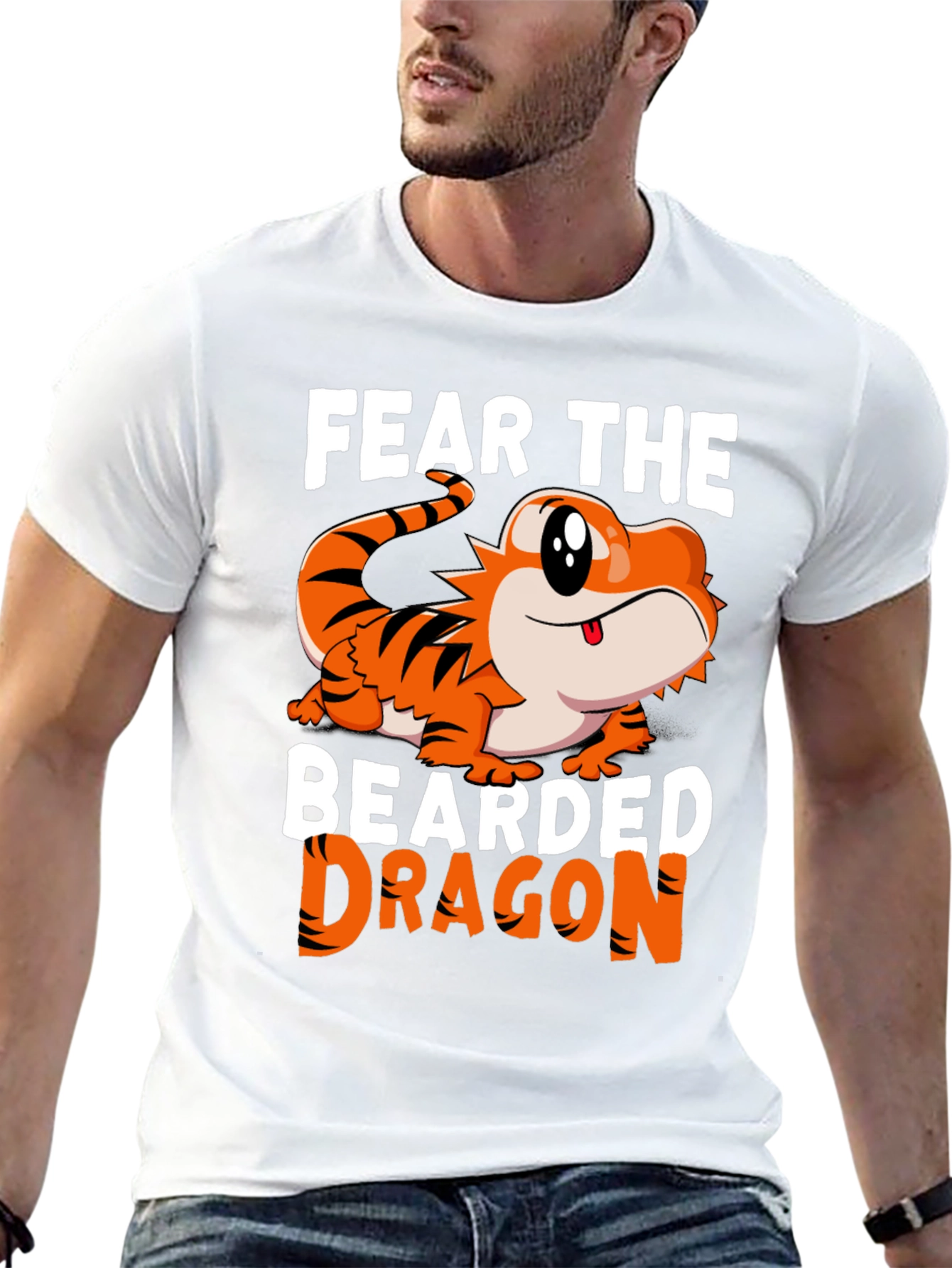 Fear The Bearded Dragon T-Shirt Funny Pet Reptile Tee
