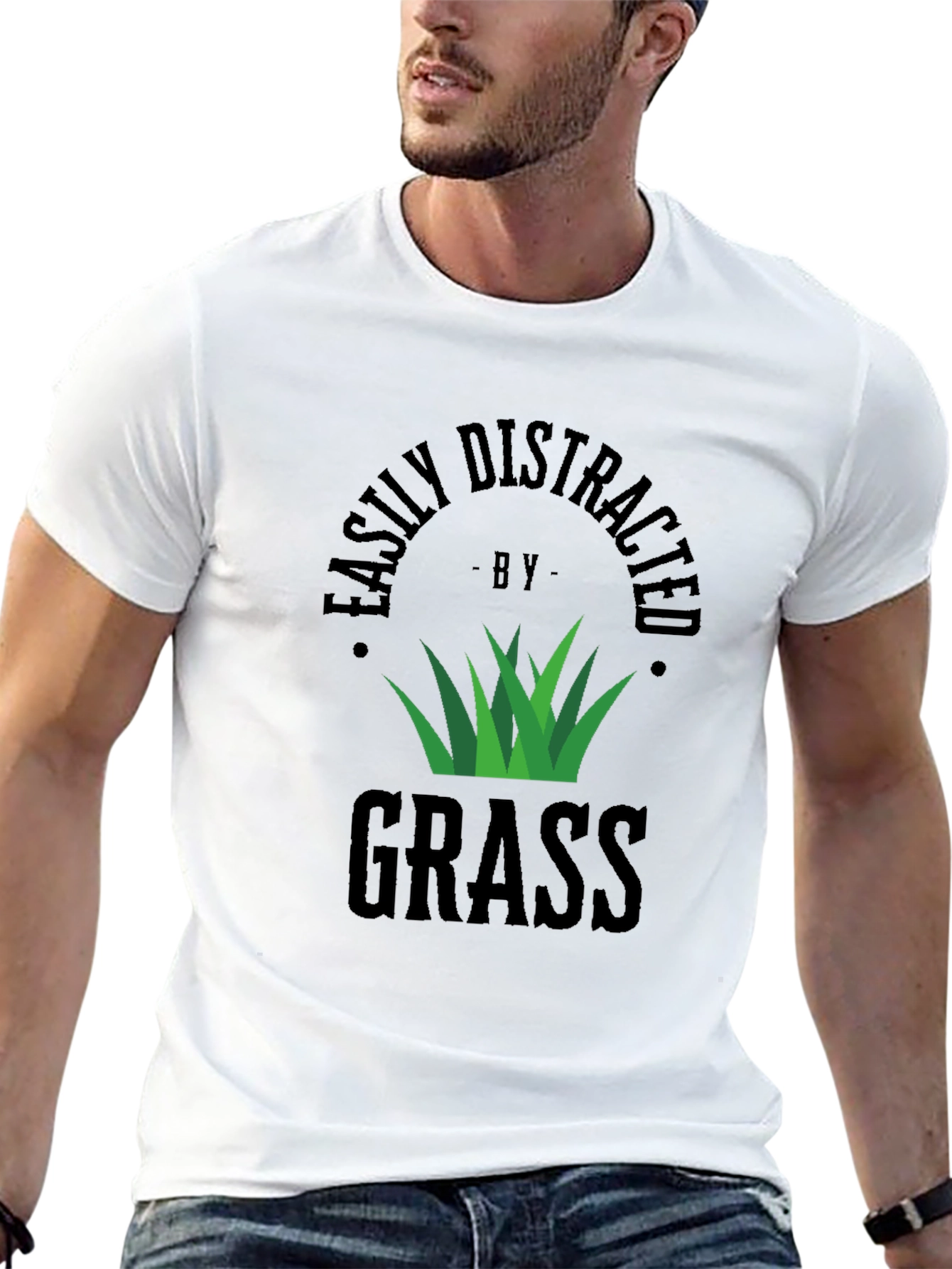 Easily Distracted by Grass Black T-Shirt