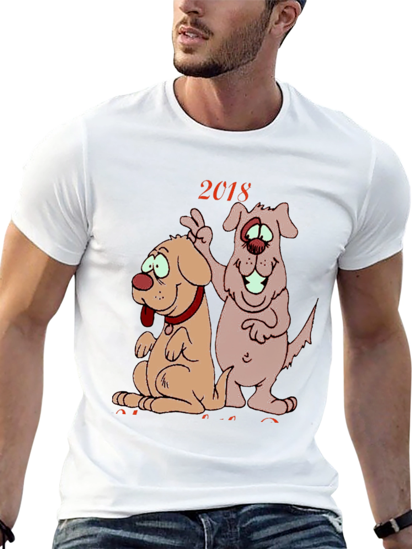 2018 Dog Cartoon Graphic Tee Shirt