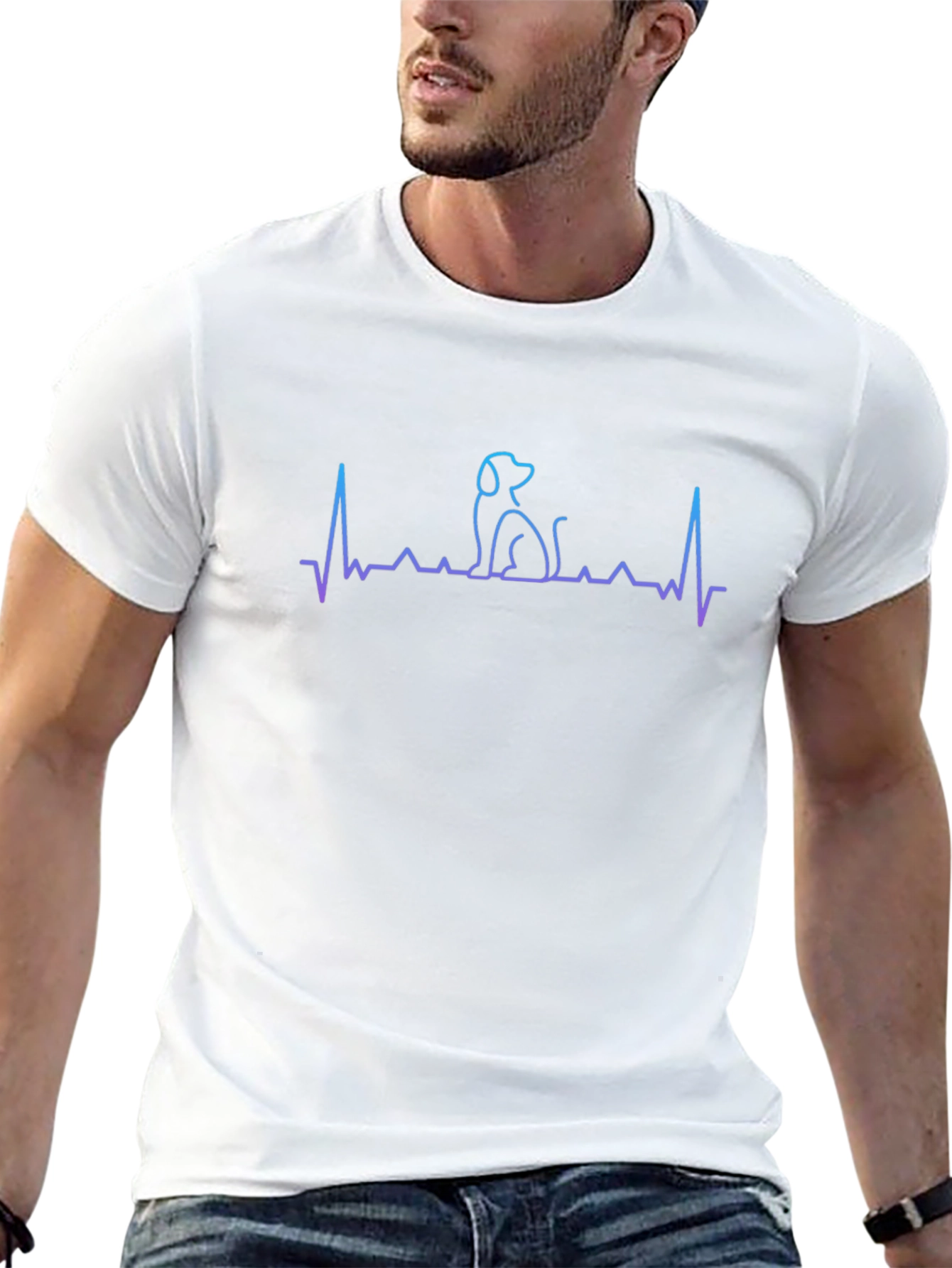 Dog Heartbeat Line Art T-Shirt