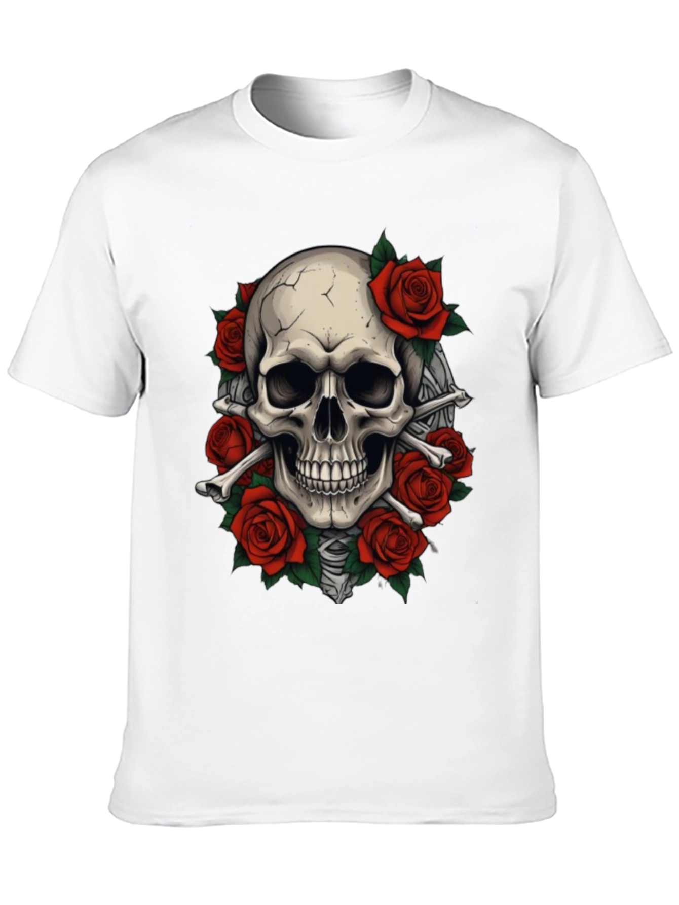 Skull & Roses Graphic T-Shirt - Goth Style
