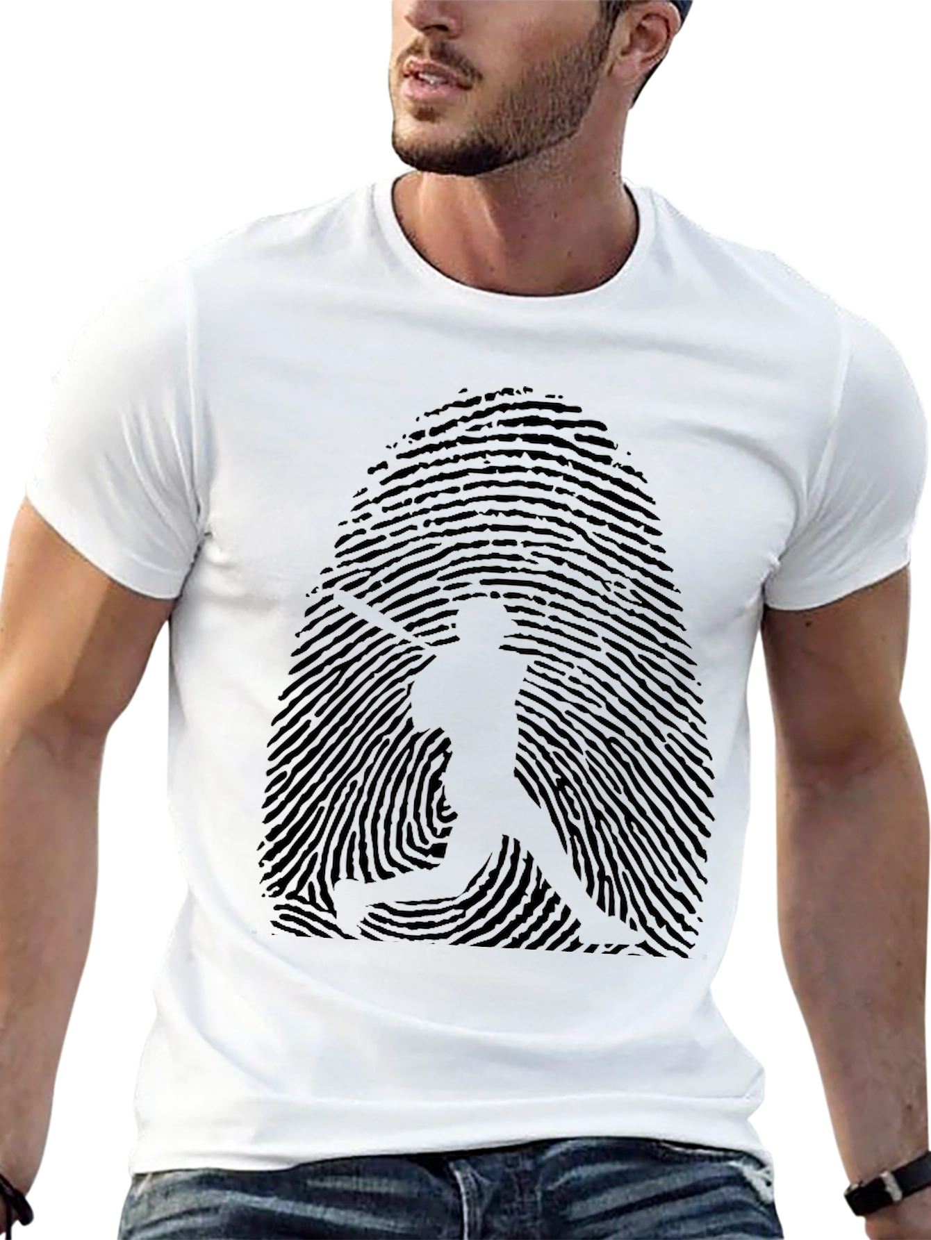 Baseball Fingerprint Graphic Tee - Black