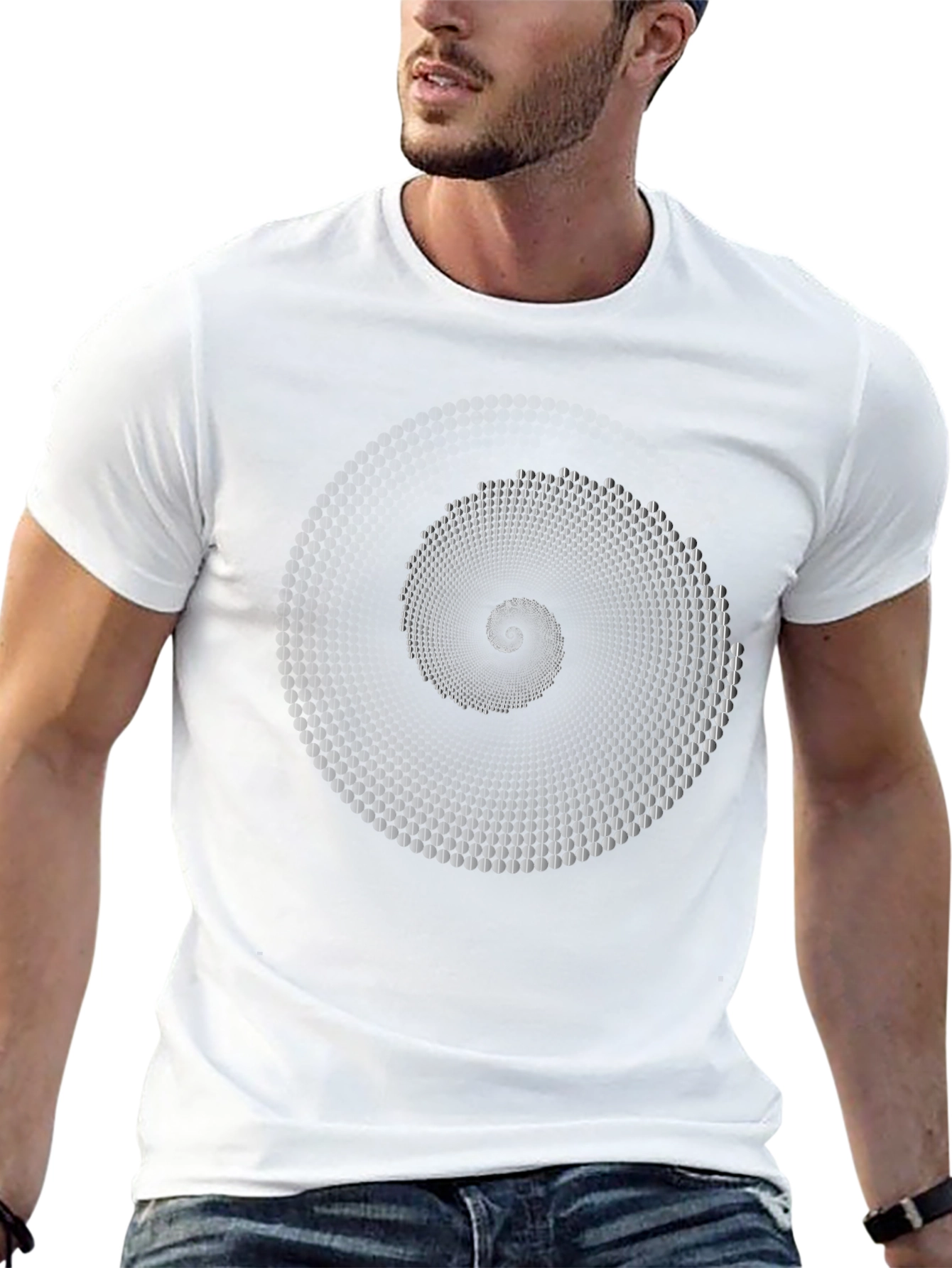 Spiral Illusion Graphic Tee - Modern Black T-Shirt