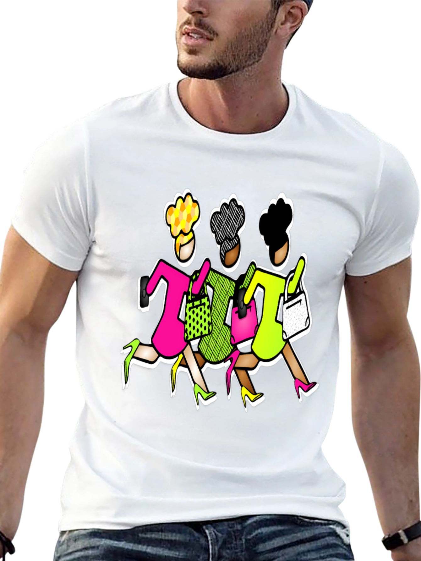 Stylish Shoppers Graphic Tee - Black Cotton