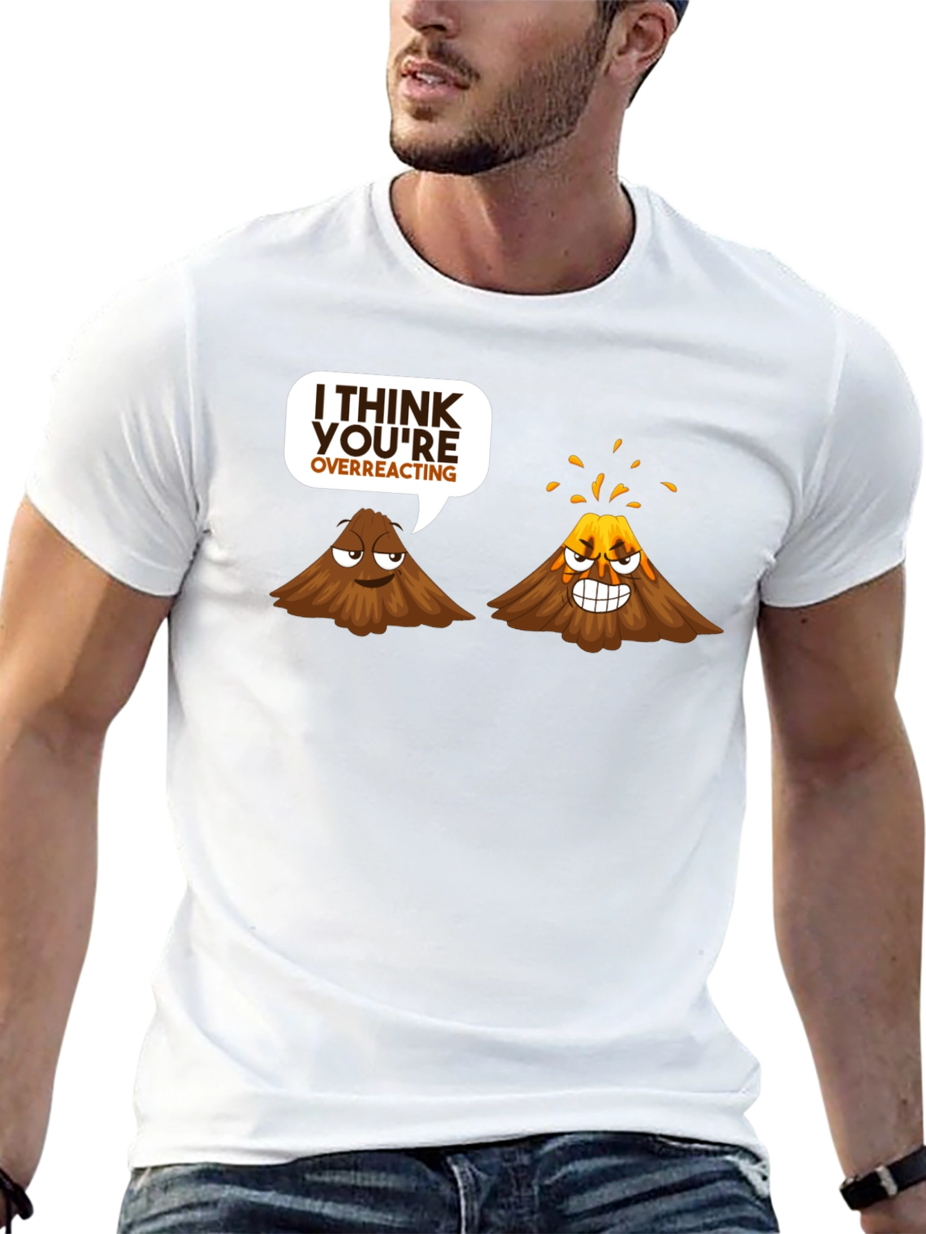 Volcano Overreacting Funny Black T-Shirt