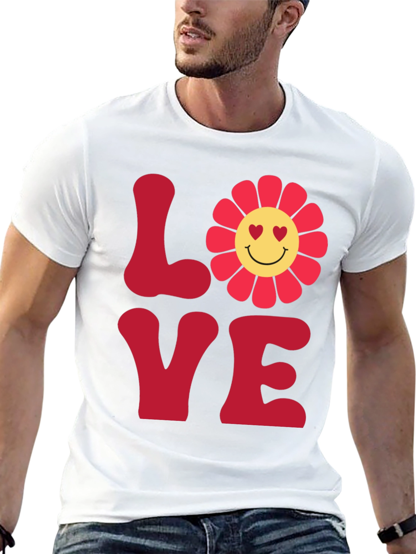 LOVE Graphic Tee - Smiley Flower Retro Style