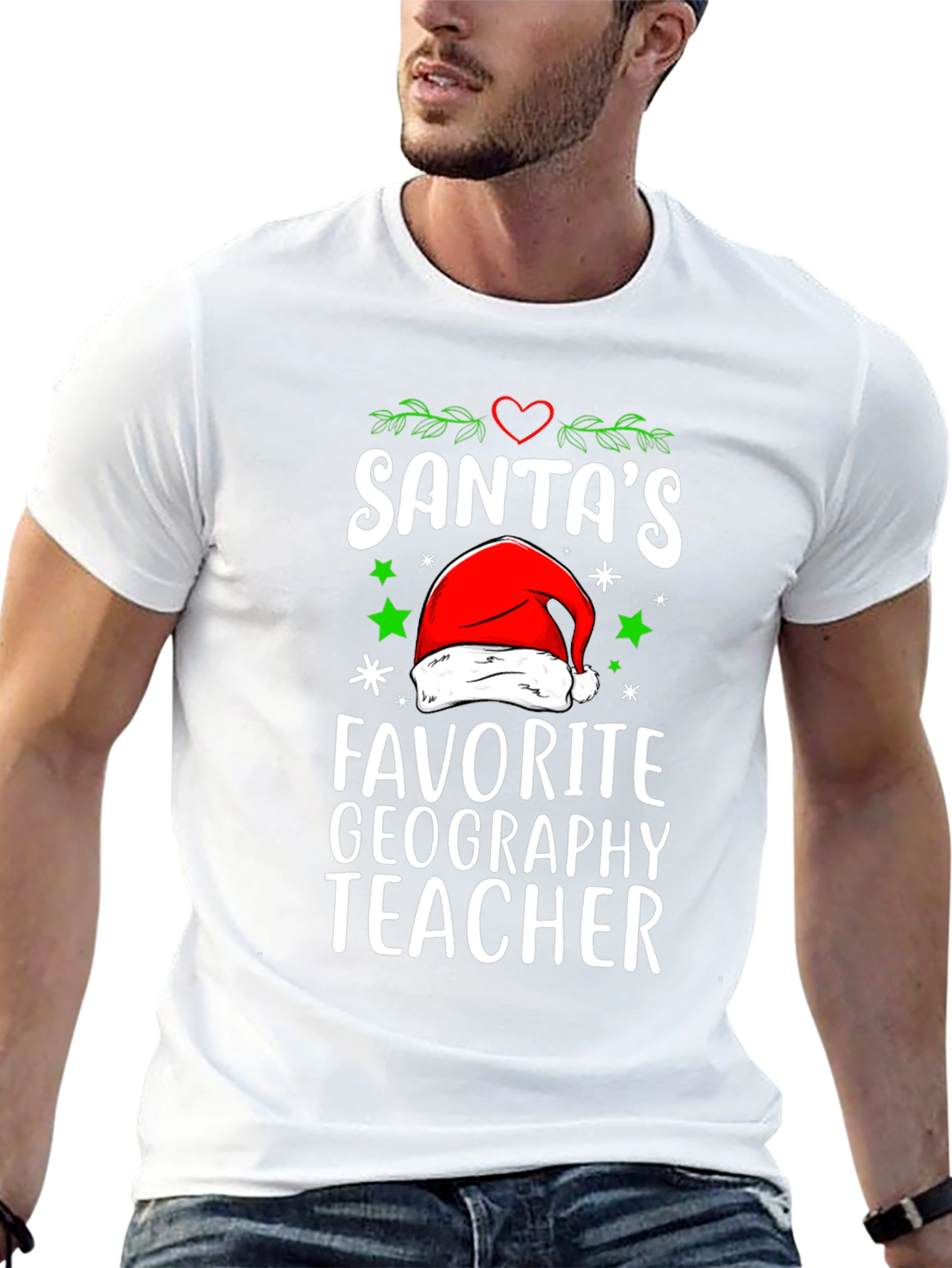 Santas Favorite Geography Teacher Graphic T-Shirt