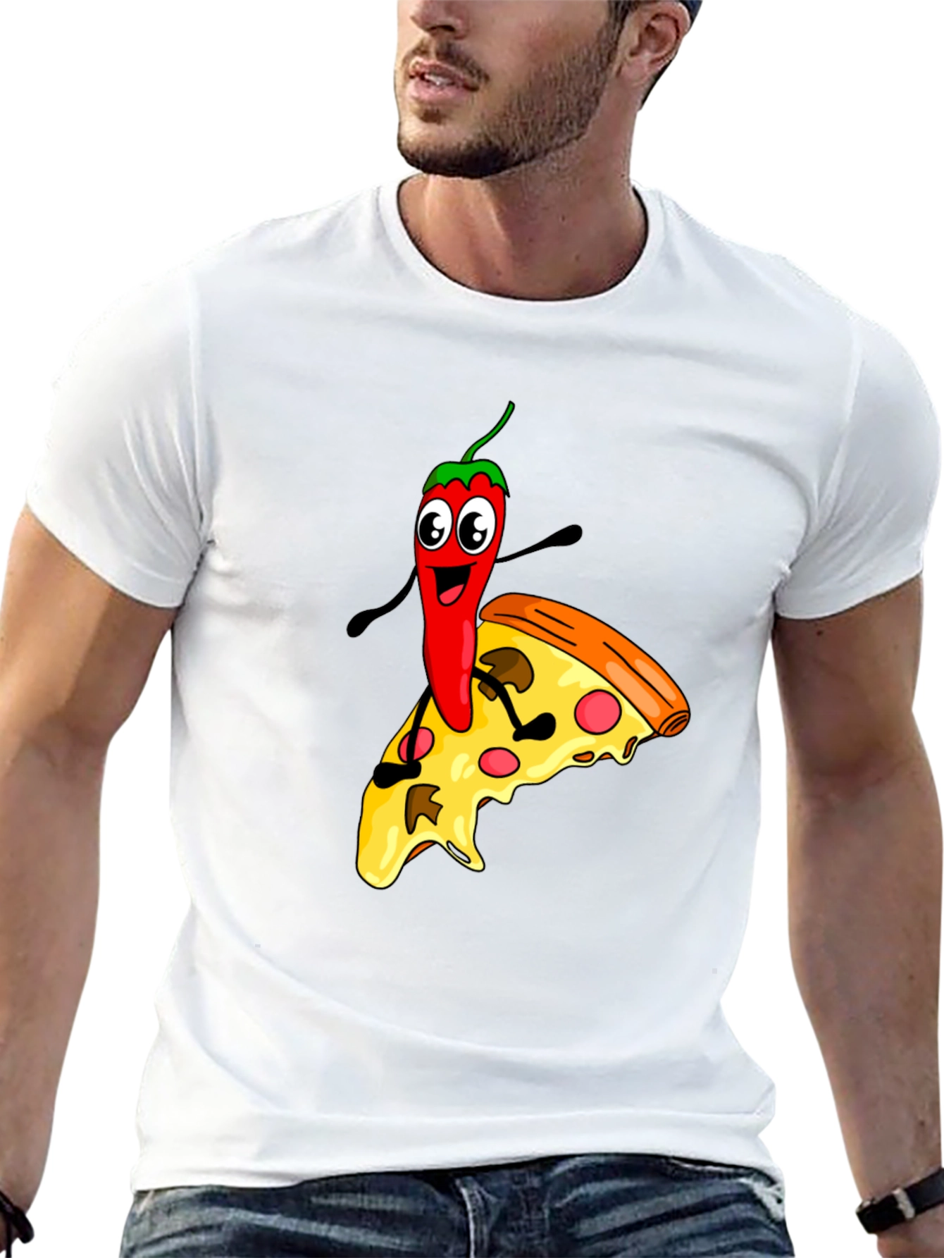 Funny Pizza & Pepper Graphic Tee