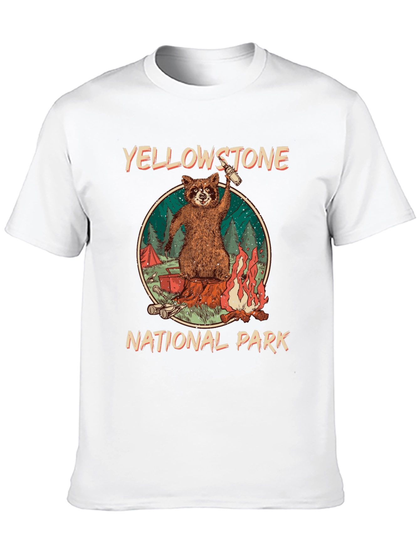 Yellowstone National Park Raccoon Graphic T-Shirt