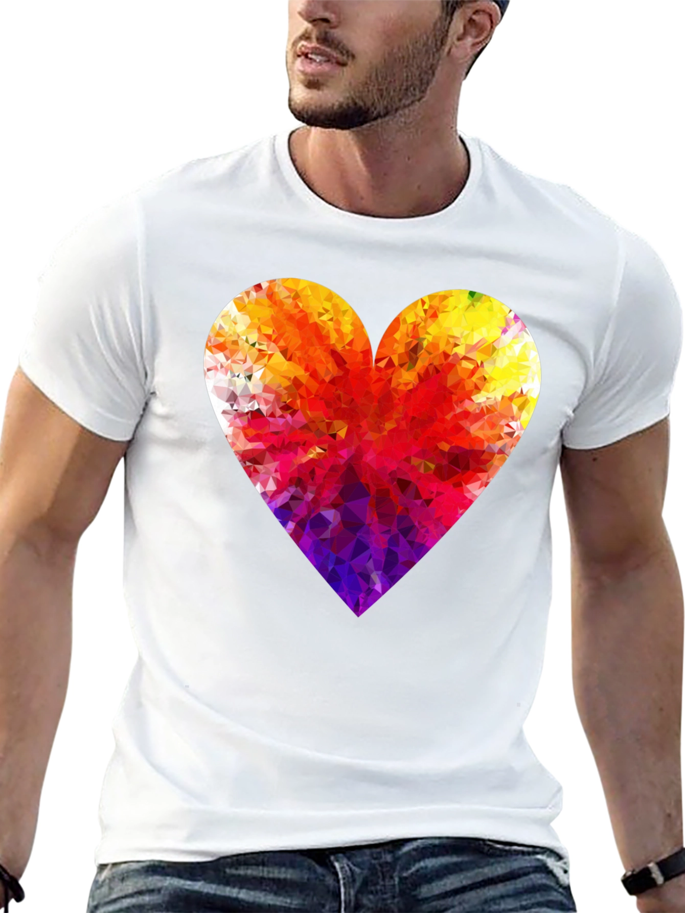 Geometric Heart Graphic Tee - Stylish Black T-Shirt