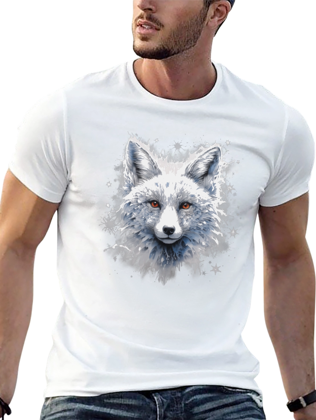 Arctic Fox Graphic Tee - Stylish Animal Print Shirt