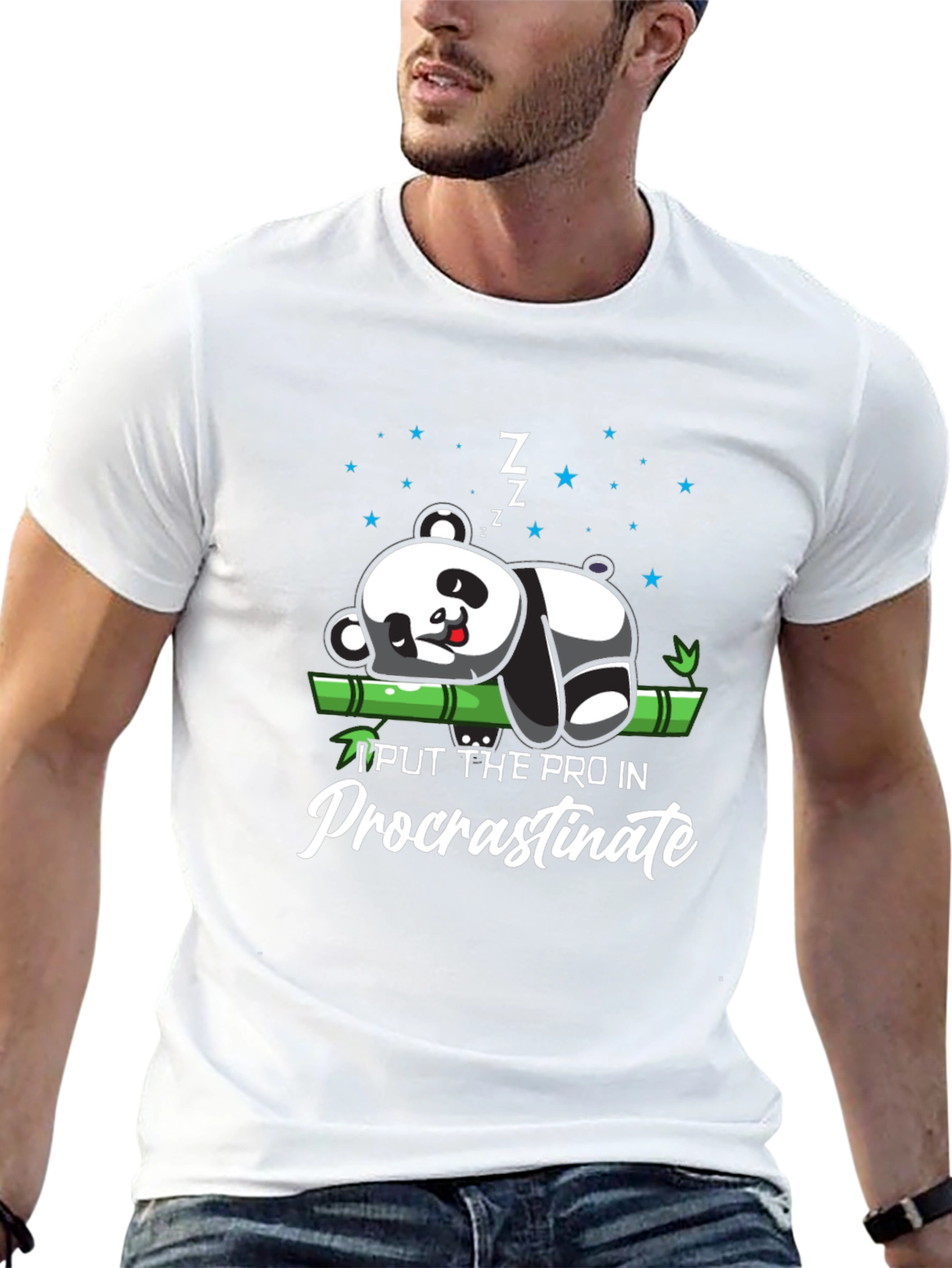Procrastinating Panda Black T-Shirt