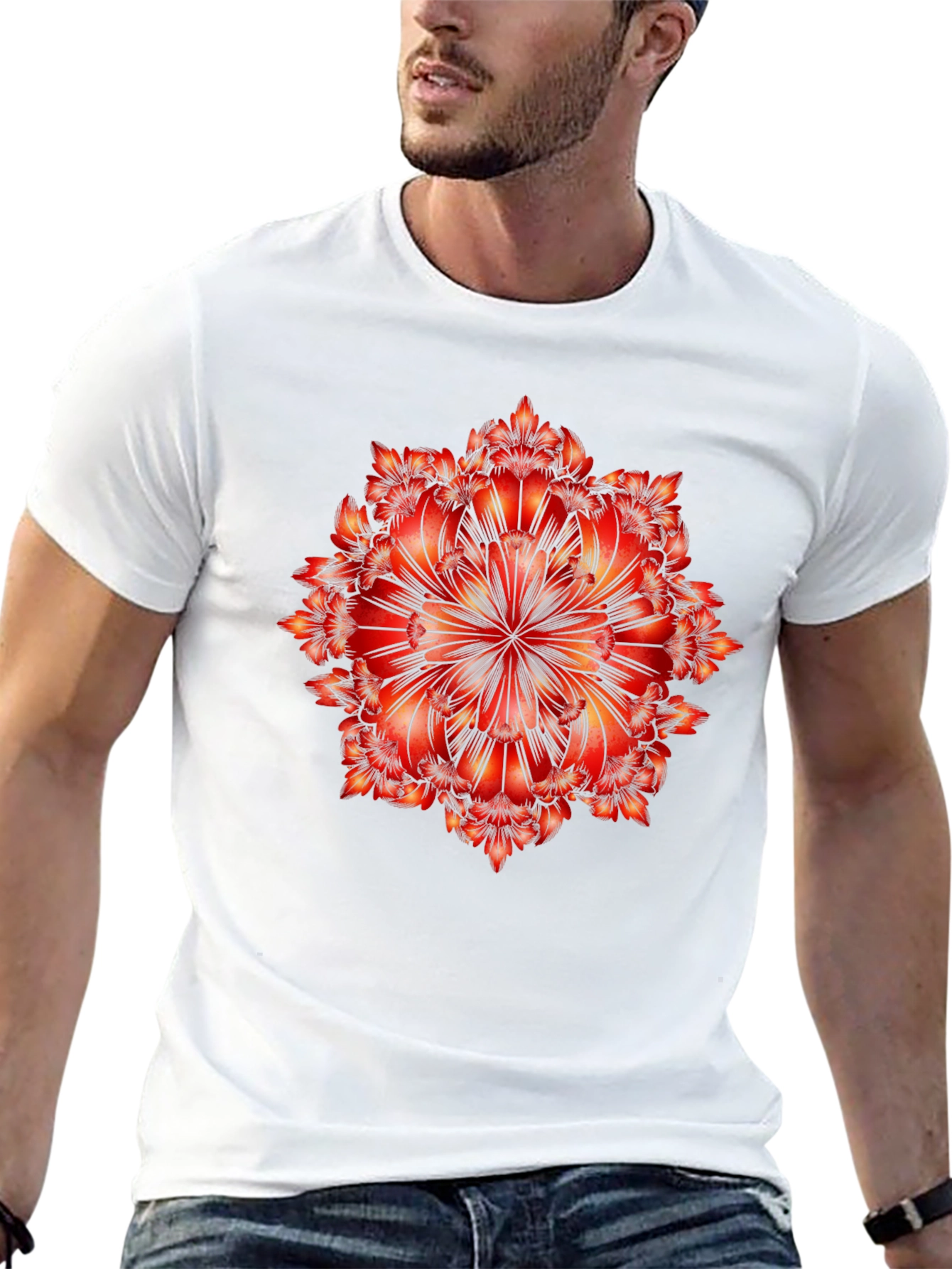 Geometric Mandala Graphic Tee - Bold Black T-Shirt