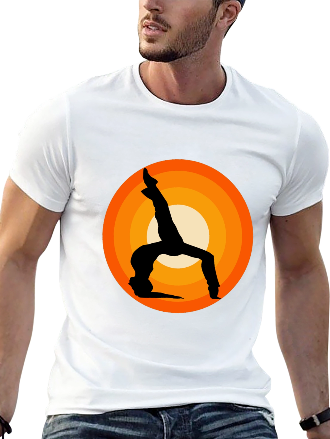 Yoga Silhouette Graphic Tee - Black Cotton Blend