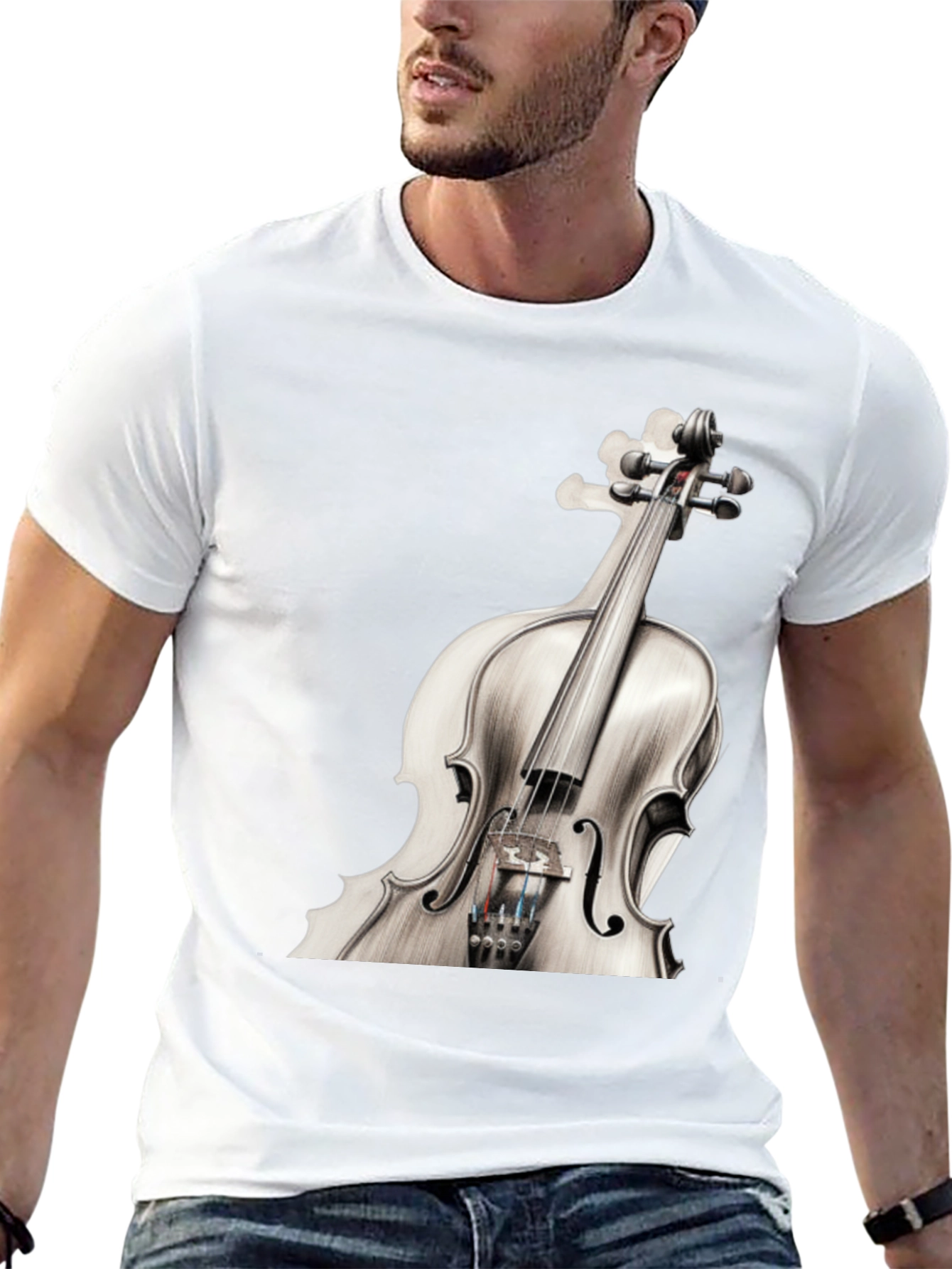 Violin Graphic Tee - Music Lovers Black T-Shirt