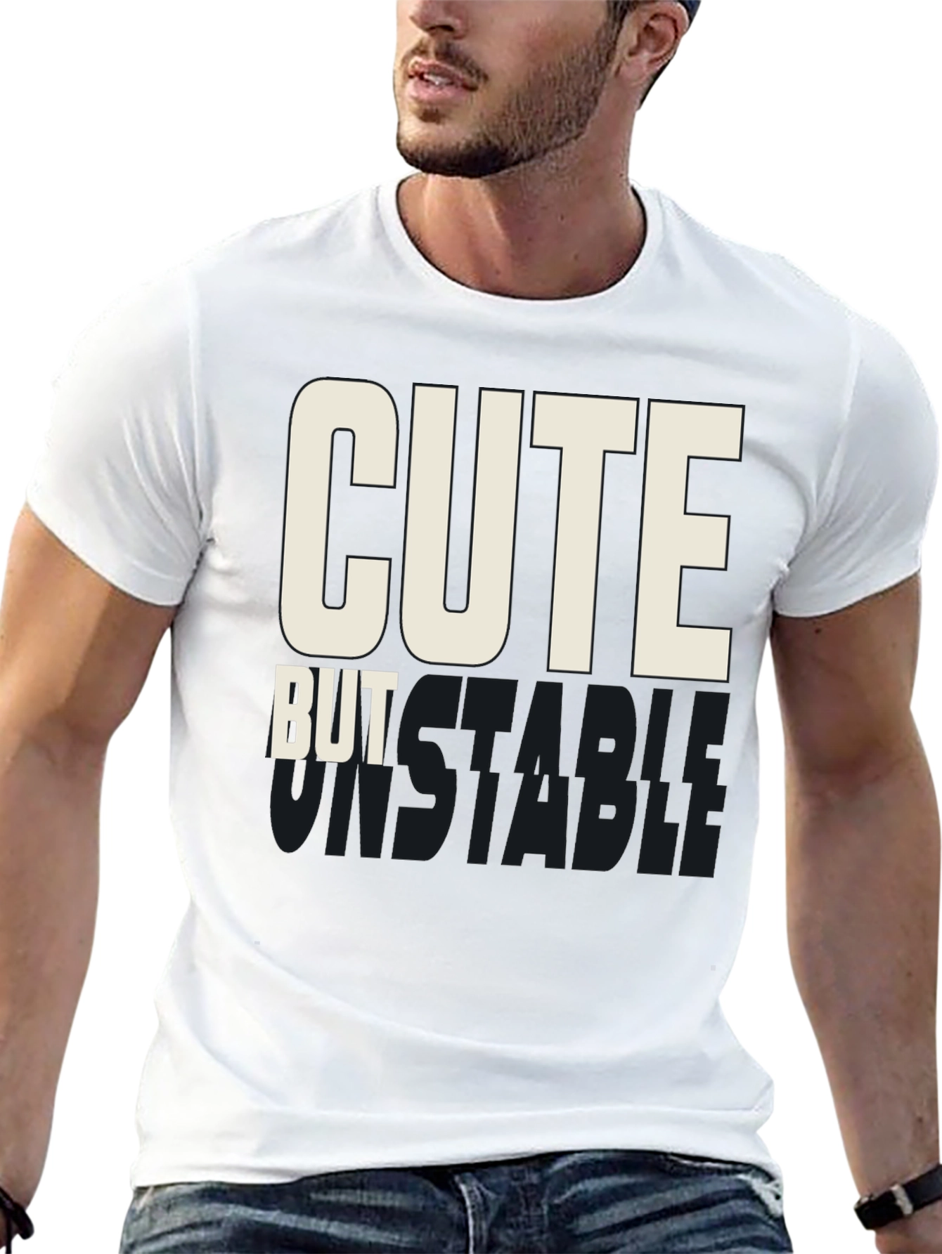 Cute But Unstable Graphic Tee - Black Cotton T-Shirt