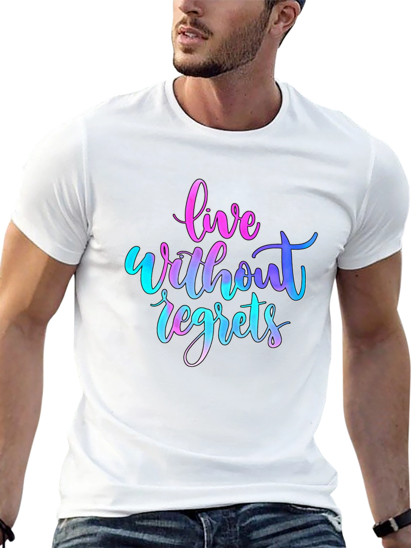 Live Without Regrets Graphic Tee - Black