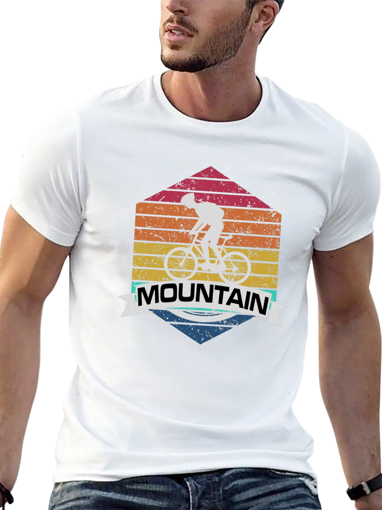 Mountain Biker Graphic Tee - Retro Design