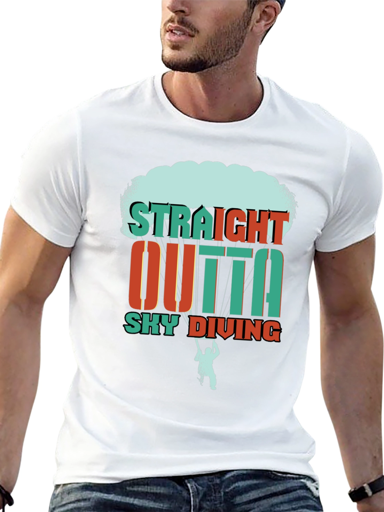 Straight Outta Sky Diving Black Graphic T-Shirt