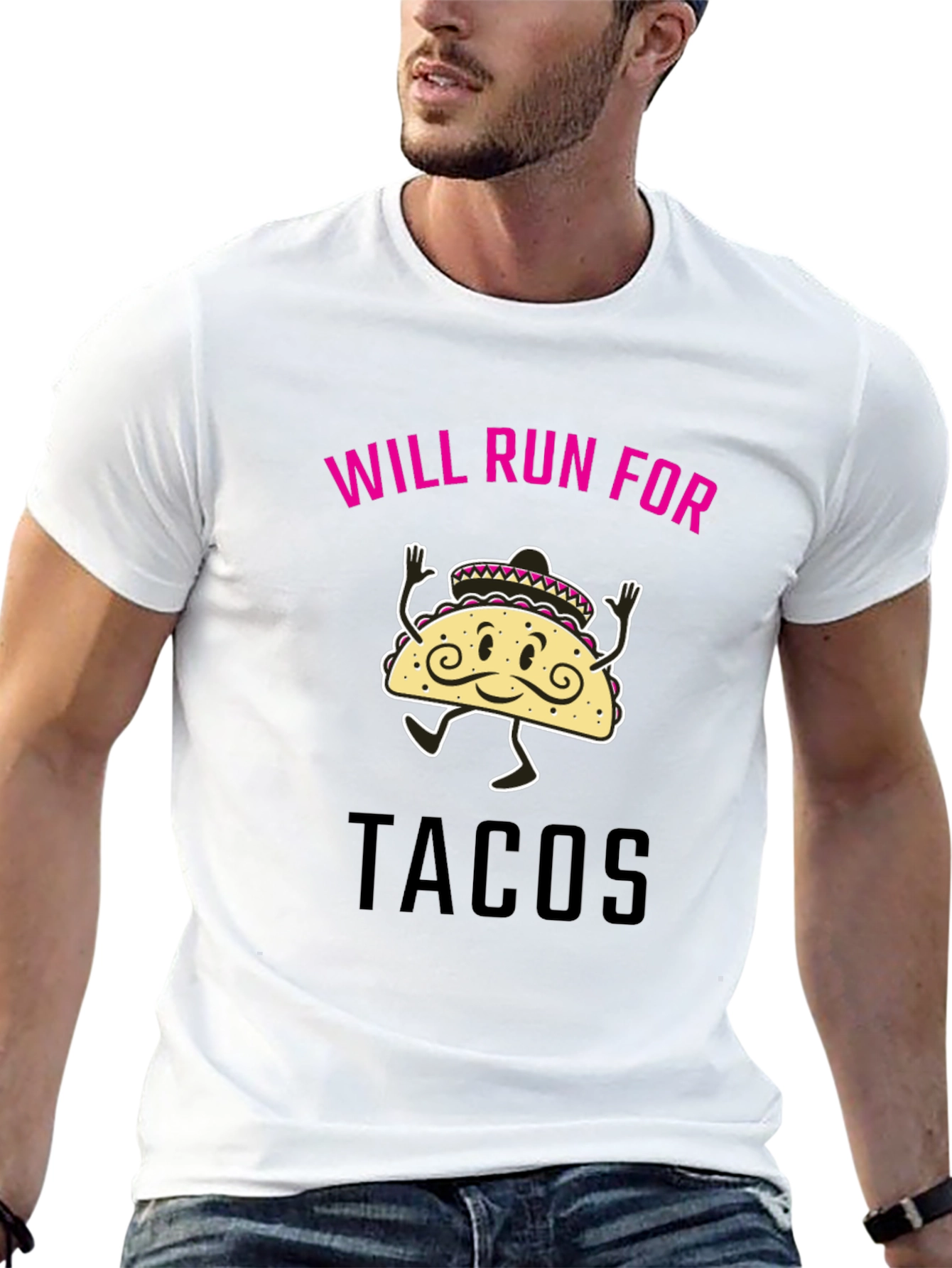 Will Run for Tacos Funny Graphic Tee