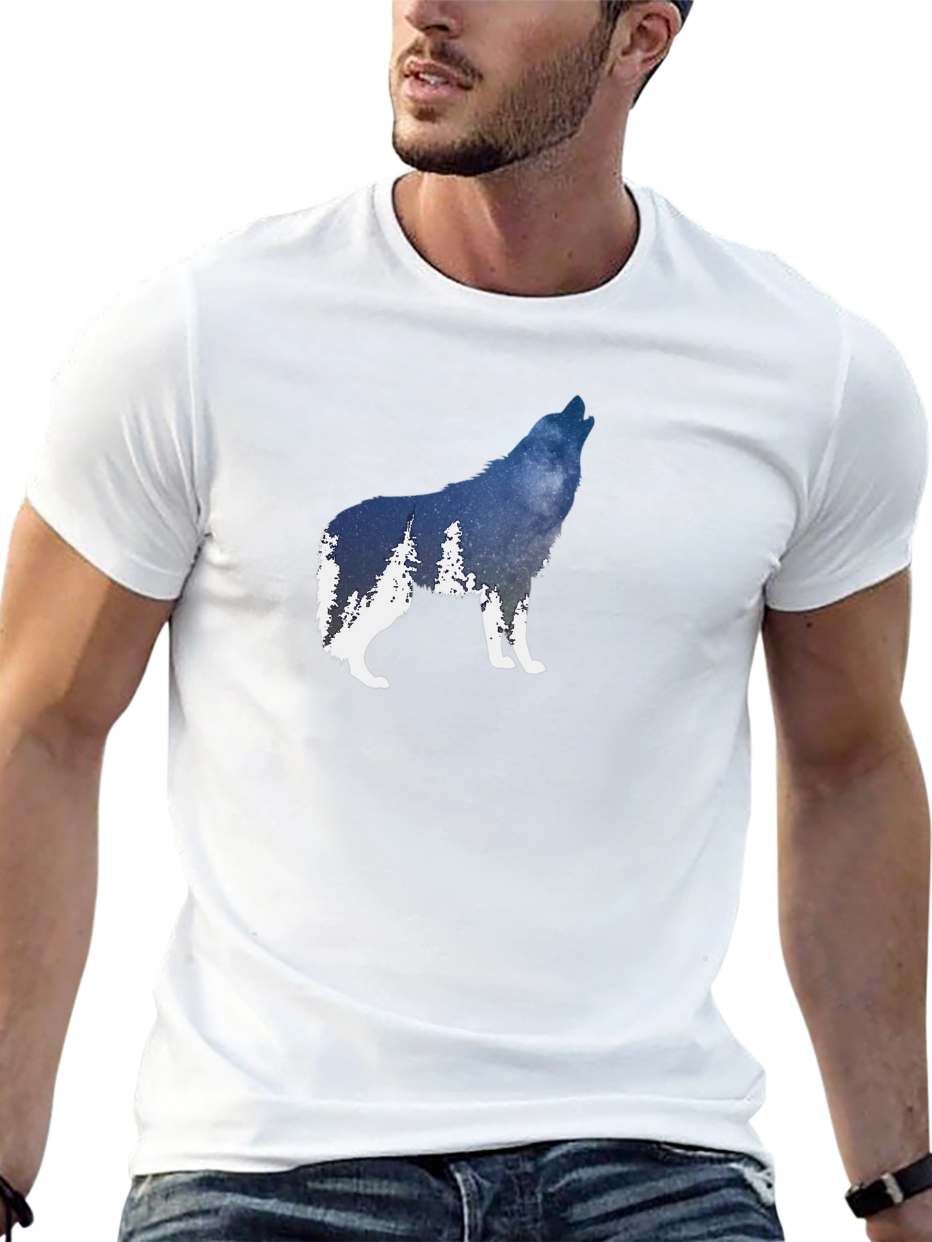 Wolf Silhouette Graphic T-Shirt - Mens Black Tee
